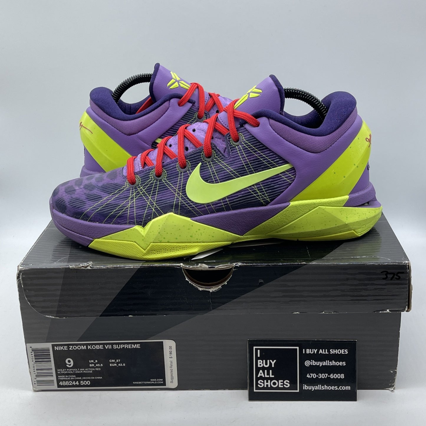Size 9 - Nike Zoom Kobe 7 Supreme Christmas Purple Suede Leather (488244-500)