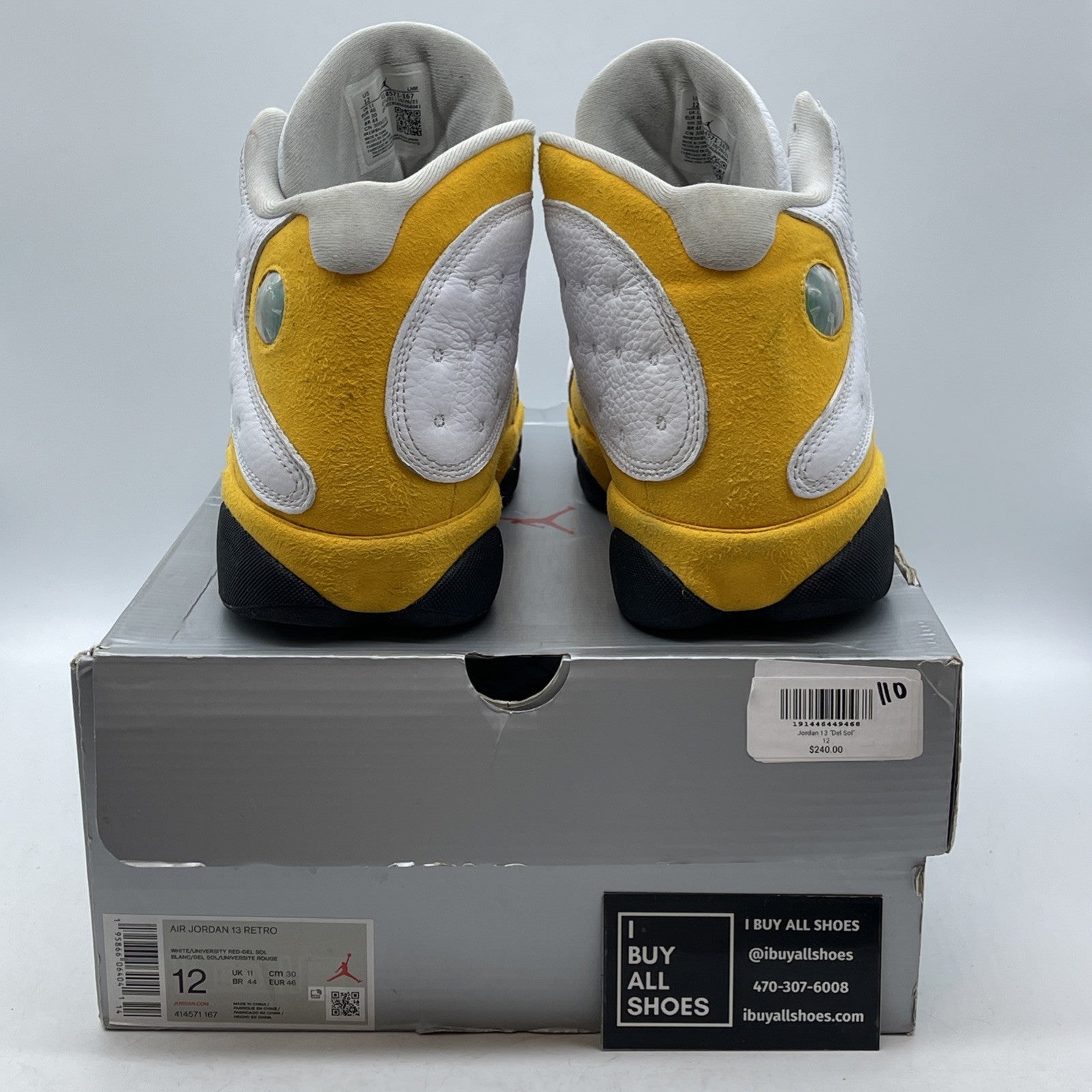 Size 12 - Jordan 13 Del Sol Yellow White Suede Leather (414571-167)