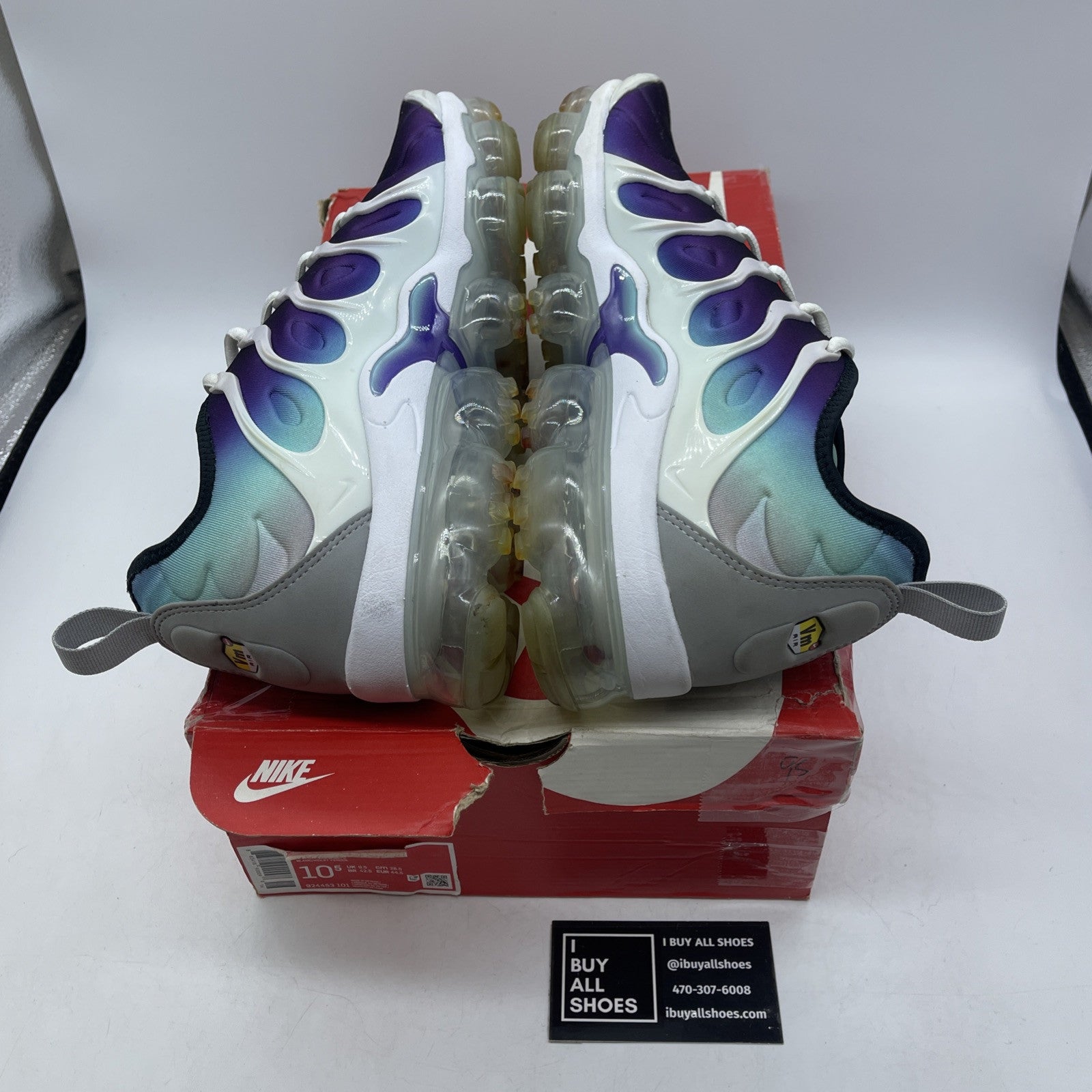 Size 10.5 - Nike Air VaporMax Plus Grape Grey Blue Suede (924453-101)