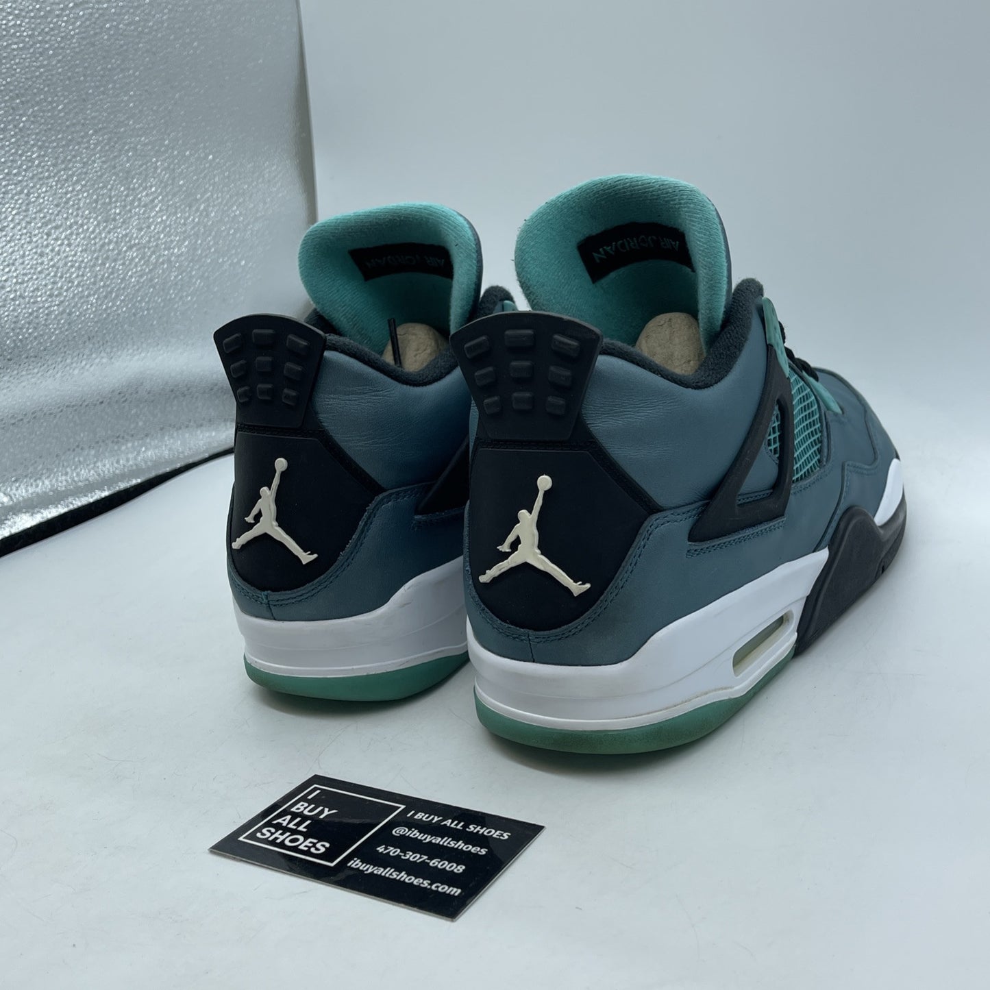 Size 11.5 - Air Jordan 4 Retro Teal Blue Black Leather (705331-330)