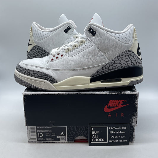 Size 10 - Jordan 3 Retro Mid White Cement Reimagined Gray Black Suede DN3707-100