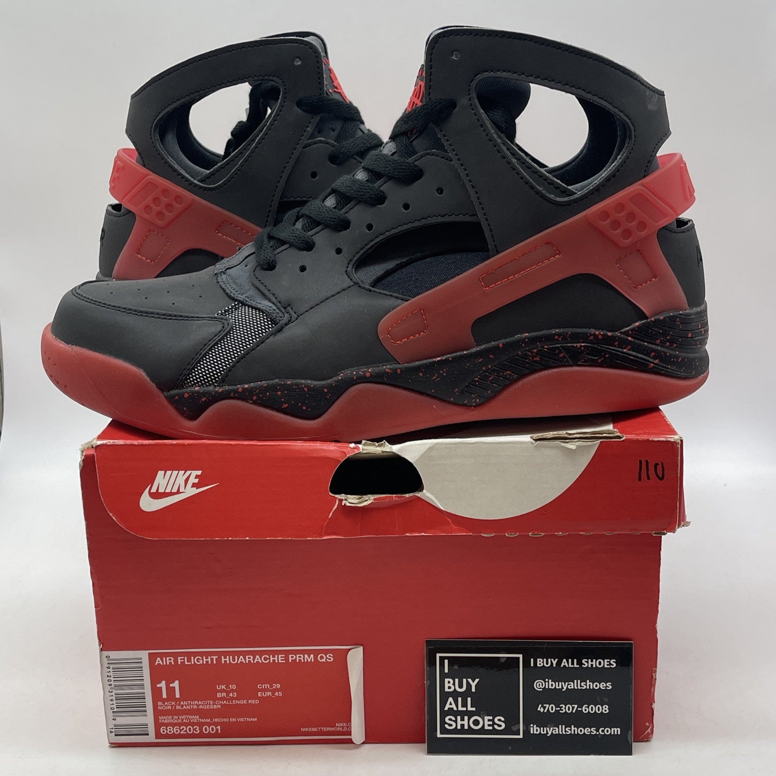 Size 11 - Nike Air Flight Huarache PRM QS Love/Hate Pack Suede (686203-001)