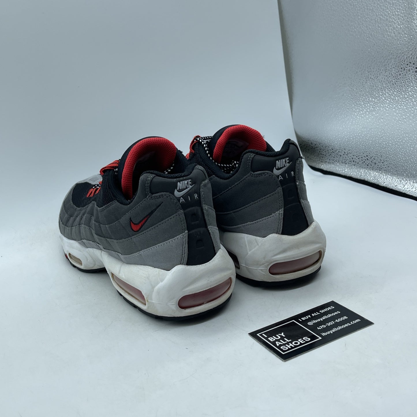 Size 11.5 - Nike Air Max 95 Black Grey Red Suede (609048-066)