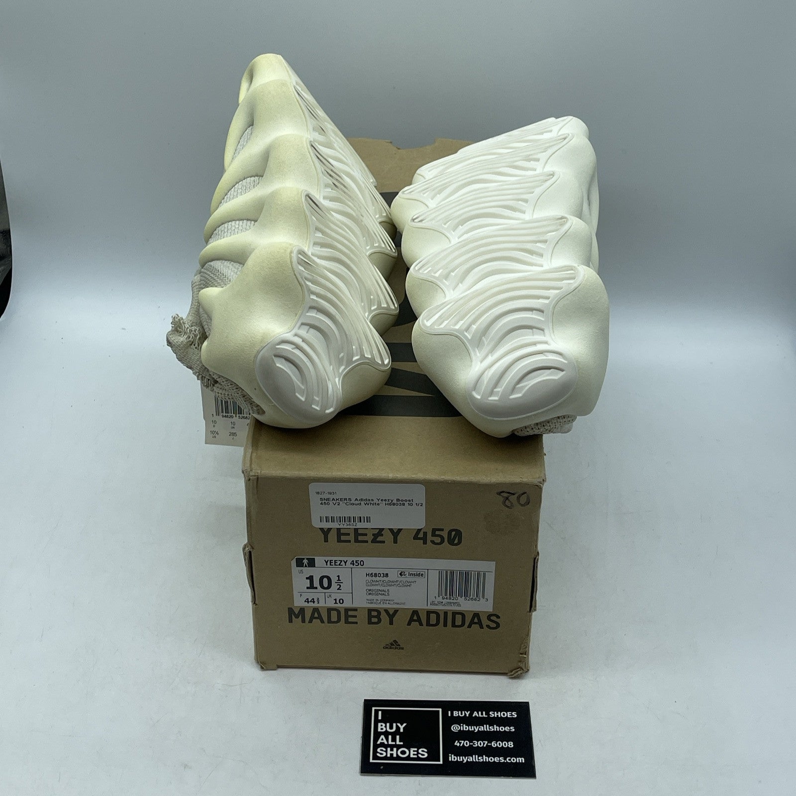 Size 10.5 - adidas Yeezy 450 Cloud White Suede (H68038)