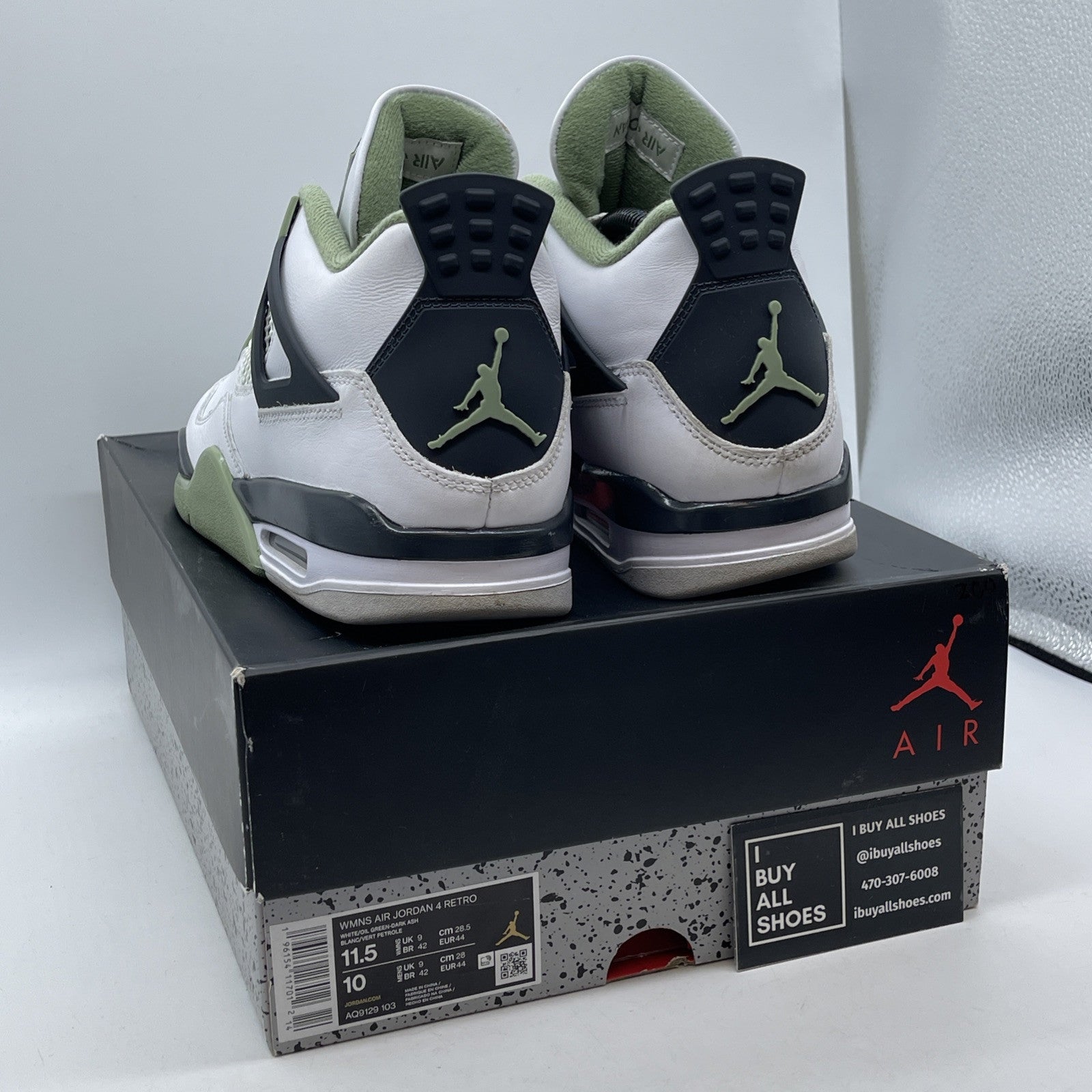 Size 11.5W - Jordan 4 Retro Mid Seafoam Green White Leather (AQ9129-103)