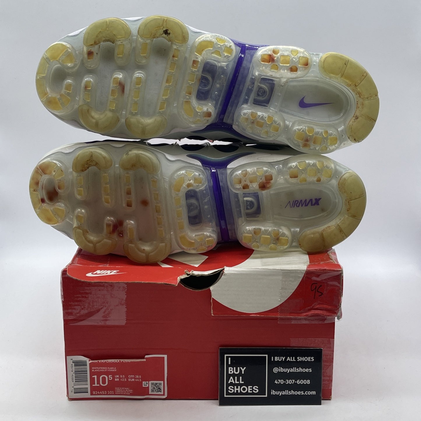 Size 10.5 - Nike Air VaporMax Plus Grape Grey Blue Suede (924453-101)