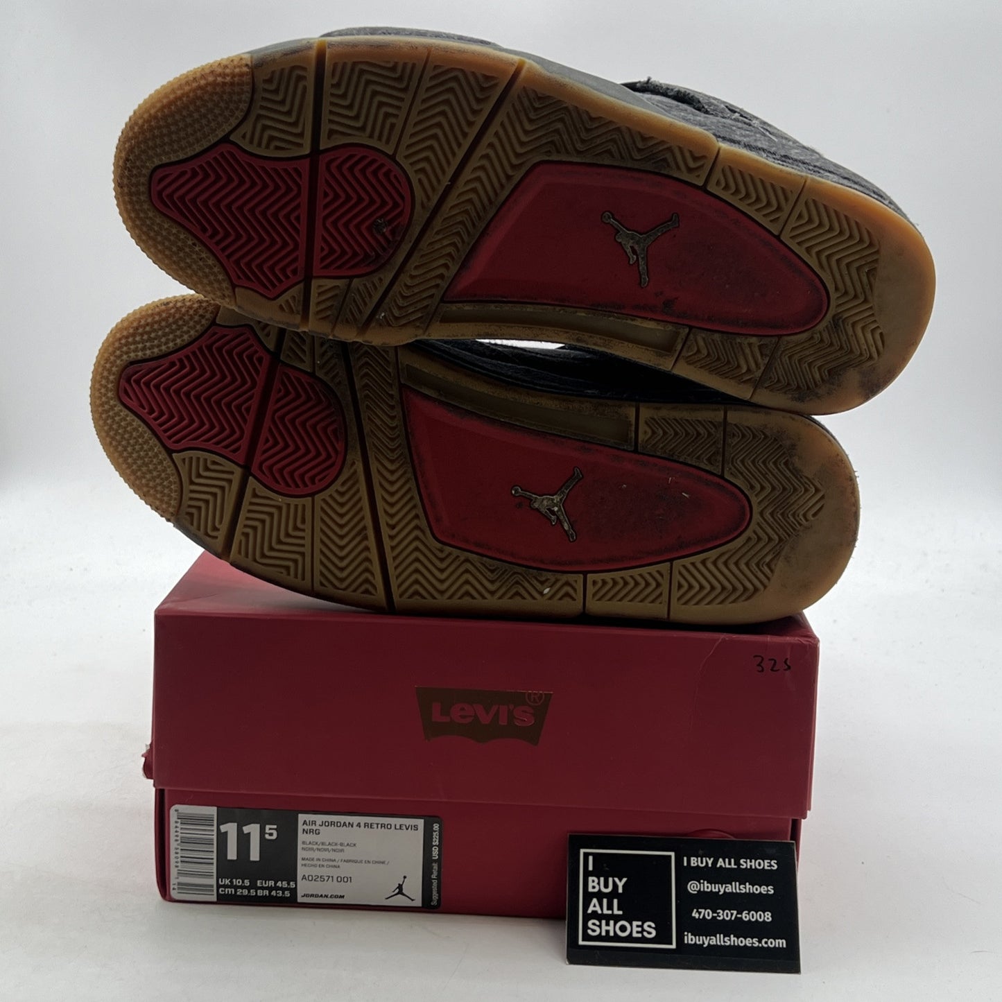 Size 11.5 - Levi's x Air Jordan 4 Retro Black Denim (AO2571-001)