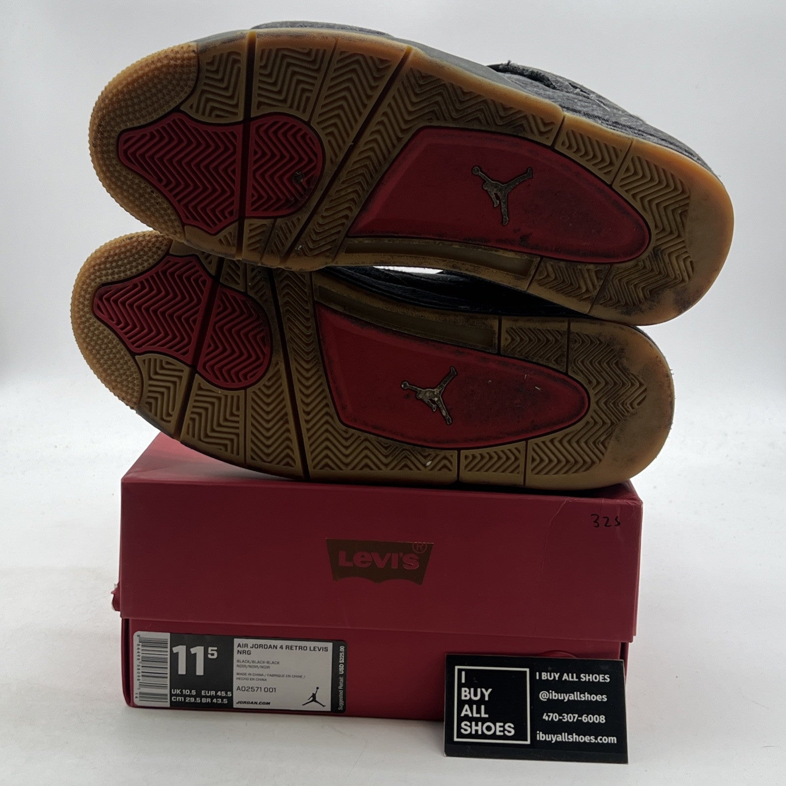 Size 11.5 - Levi's x Air Jordan 4 Retro Black Denim (AO2571-001)