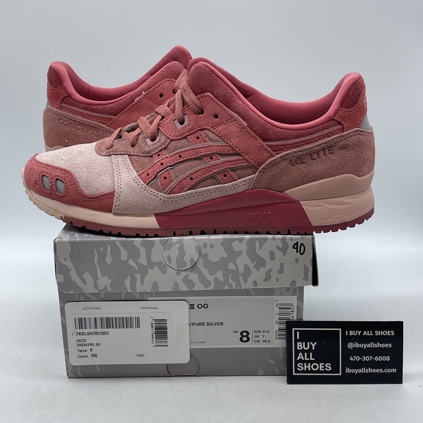 Size 8 - ASICS Concepts x Gel Lyte 3 Otoro Pink Grey Suede Leather (1203A121)