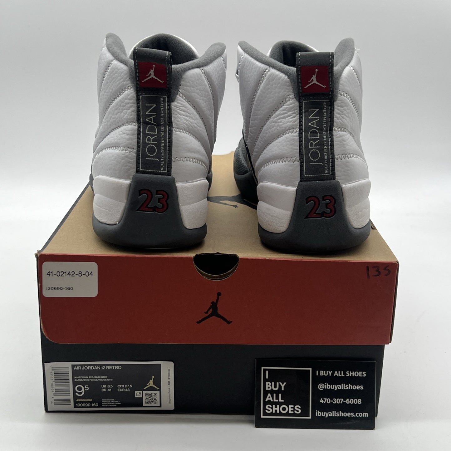 Size 9.5 - Air Jordan 12 Retro Dark Grey (130690-160)