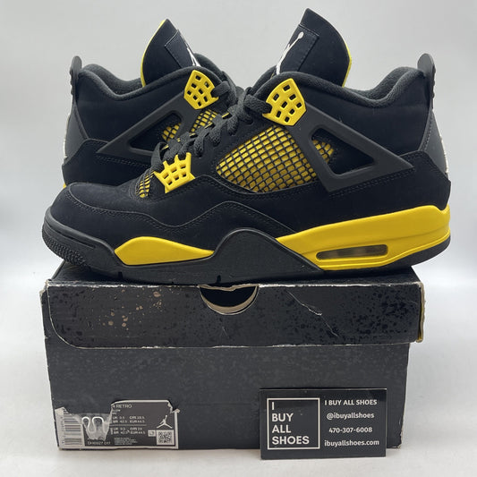 Size 10 - Jordan 4 Retro Mid Thunder Yellow Black White Suede (DH6927-017)