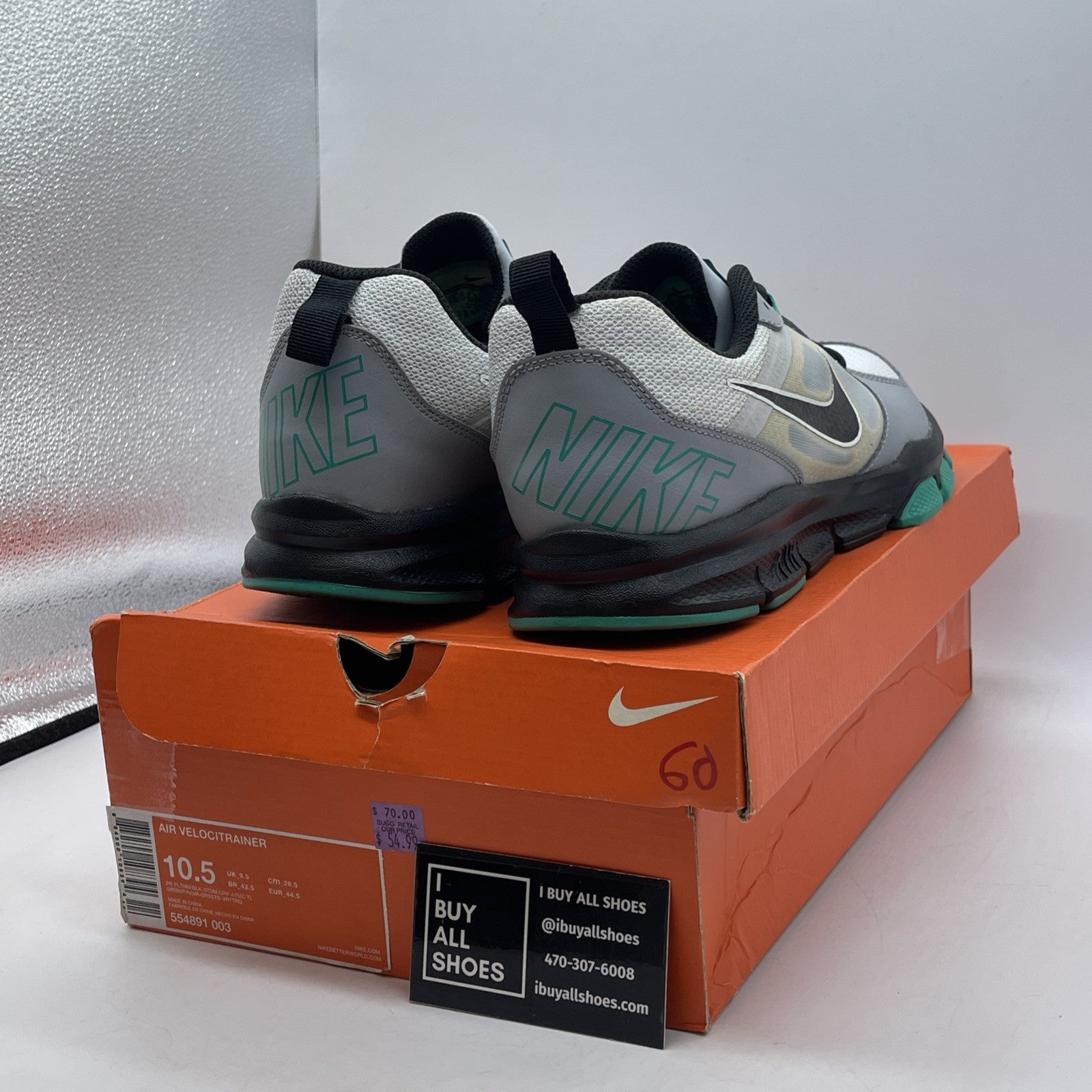 Size 10.5 - Nike Air Velocitrainer Stadium Grey black Green (554891-003)