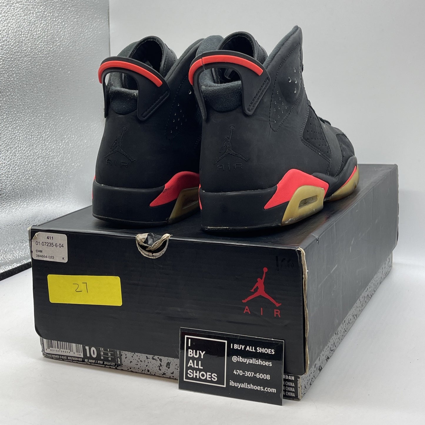 Size 10 - Jordan 6 Retro Infrared Black Pink Suede (384664-023)