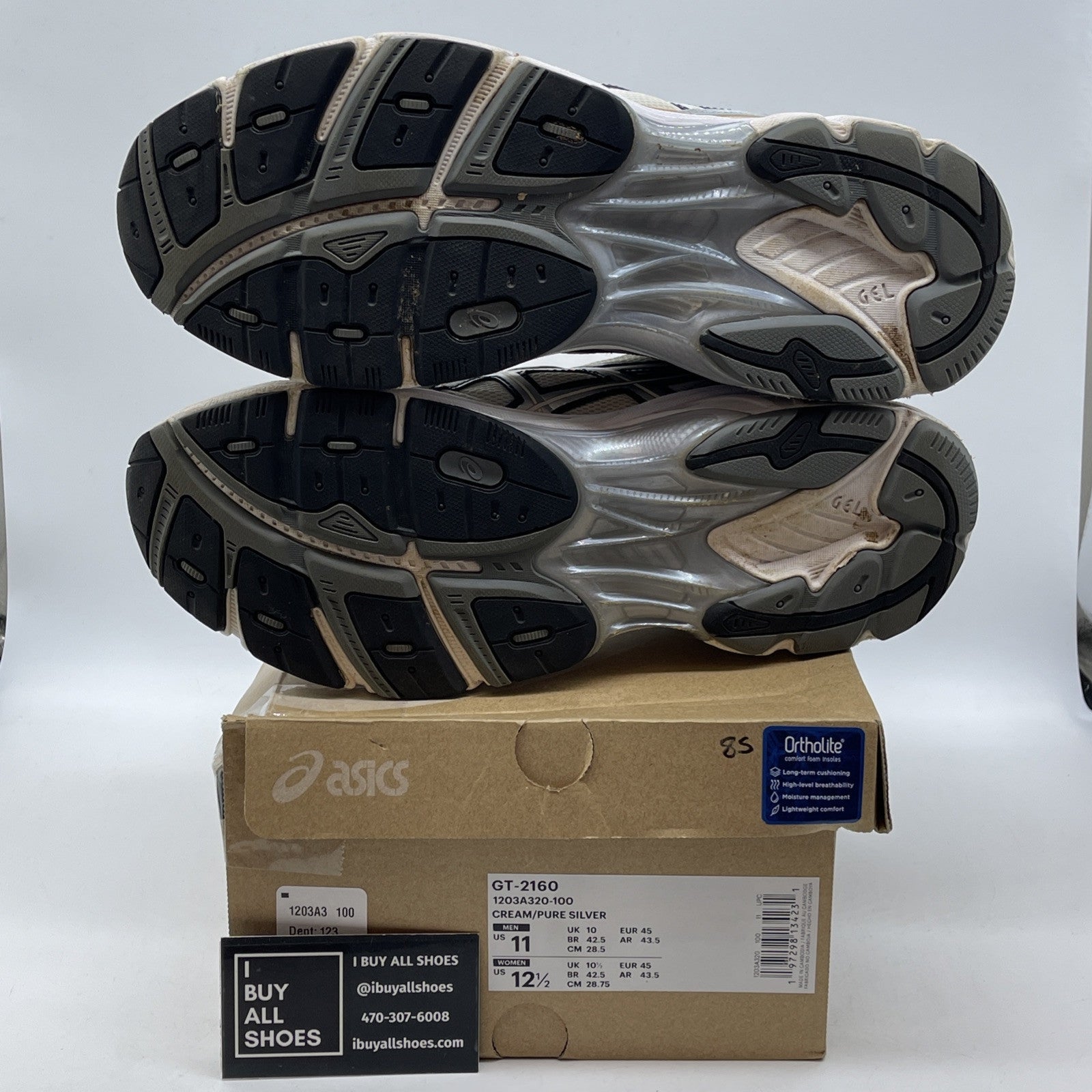 Size 11 - ASICS GT 2160 Cream Silver Gold White Suede Leather (GT-2160)