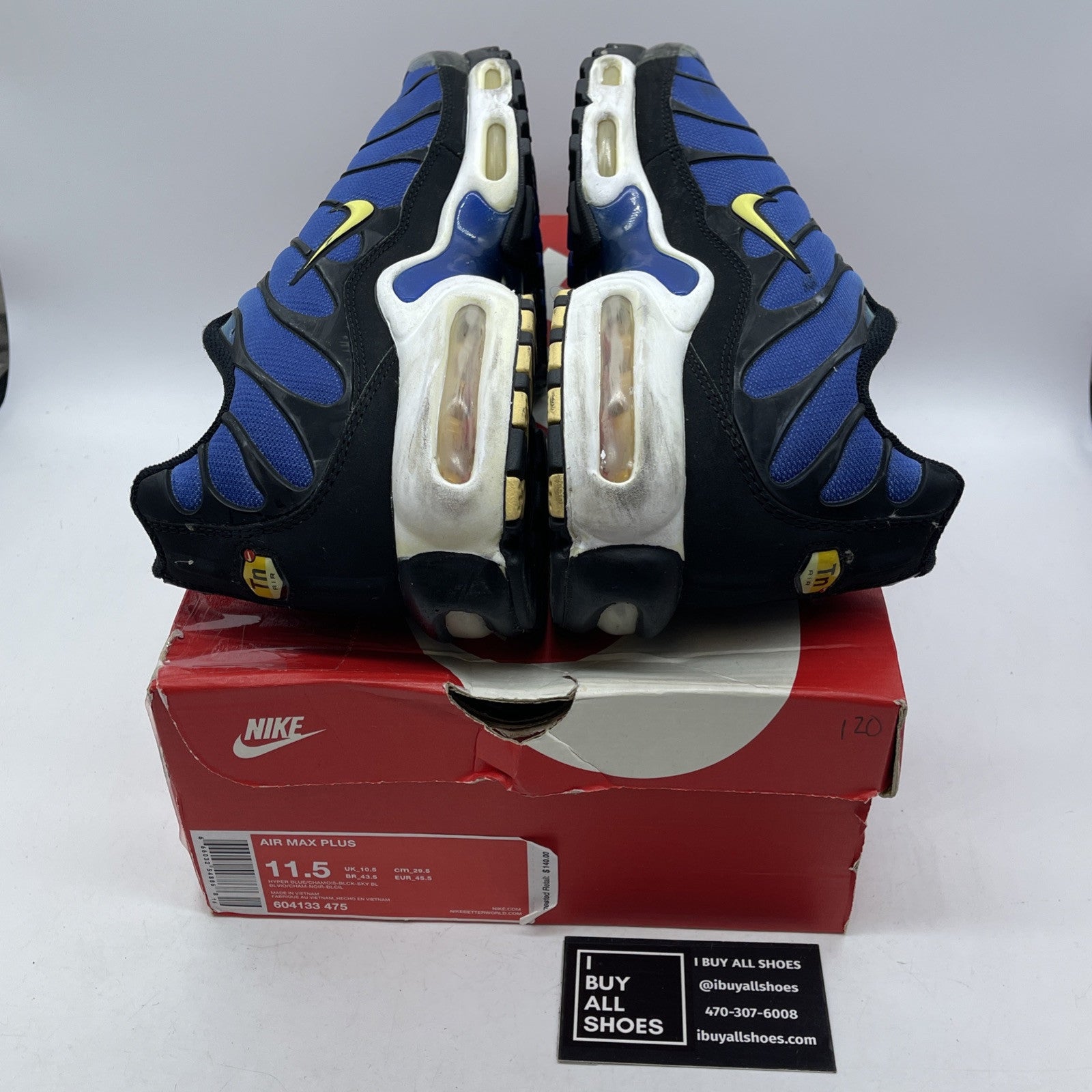 Size 11.5 - Nike Air Max Plus Hyper Blue Black Suede (604133-475)