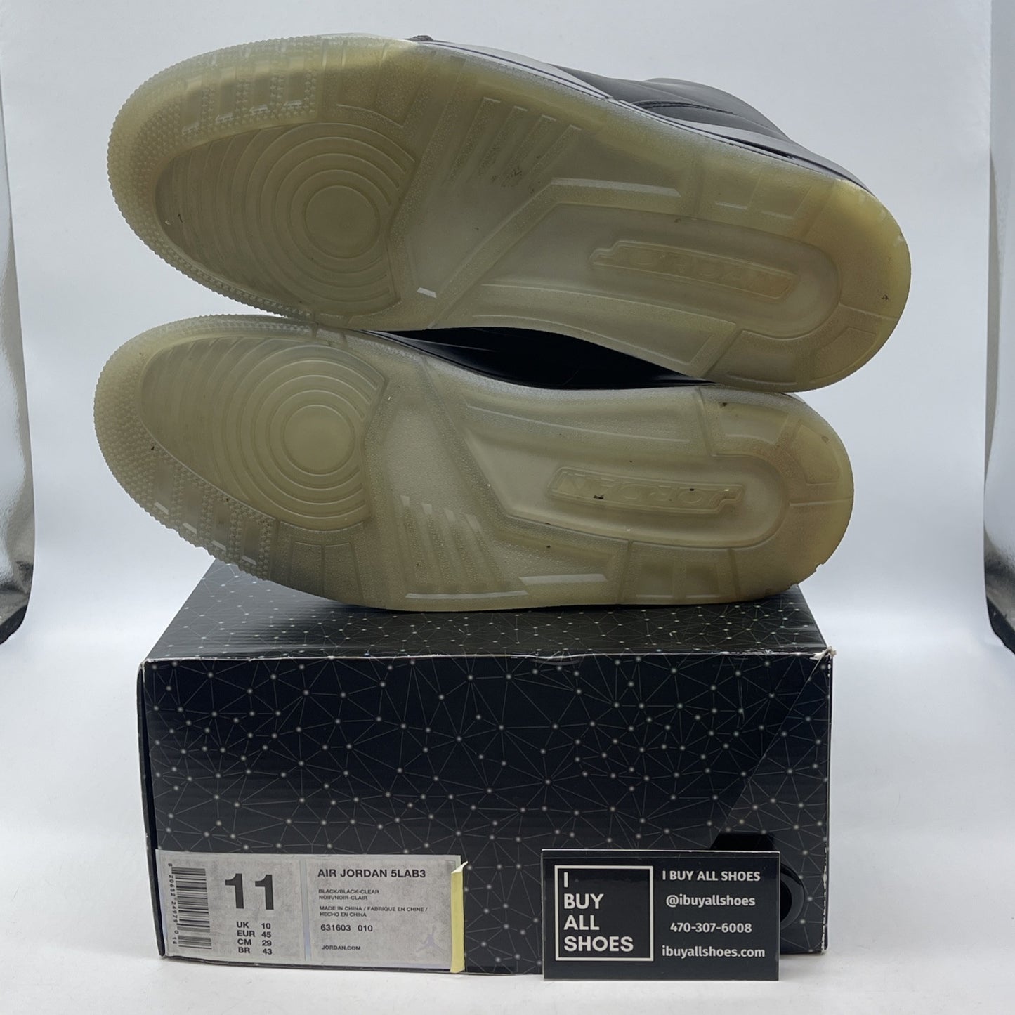 Size 11 - Air Jordan 3 5Lab3 Reflective Black Leather ( 631603-010)