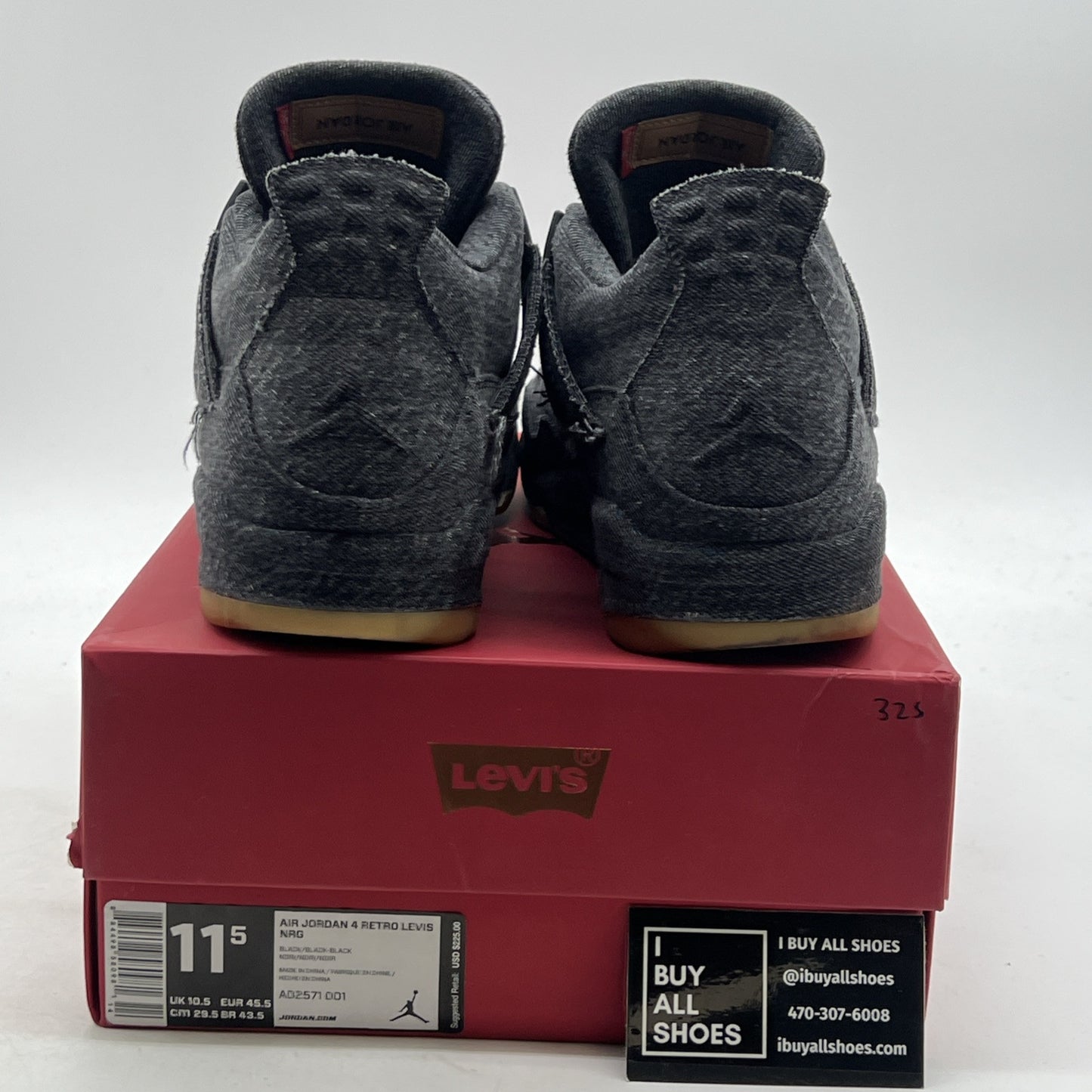 Size 11.5 - Levi's x Air Jordan 4 Retro Black Denim (AO2571-001)