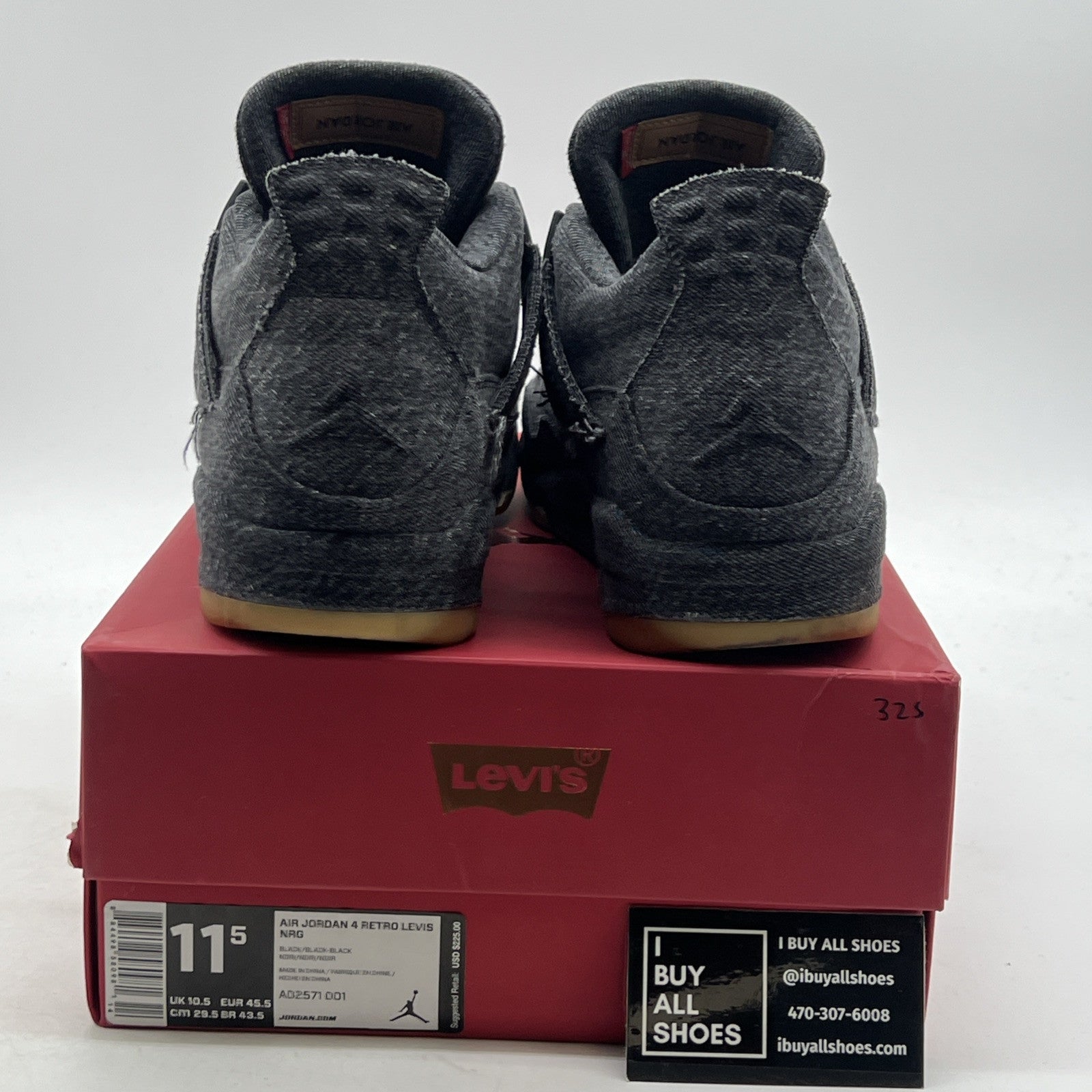 Size 11.5 - Levi's x Air Jordan 4 Retro Black Denim (AO2571-001)