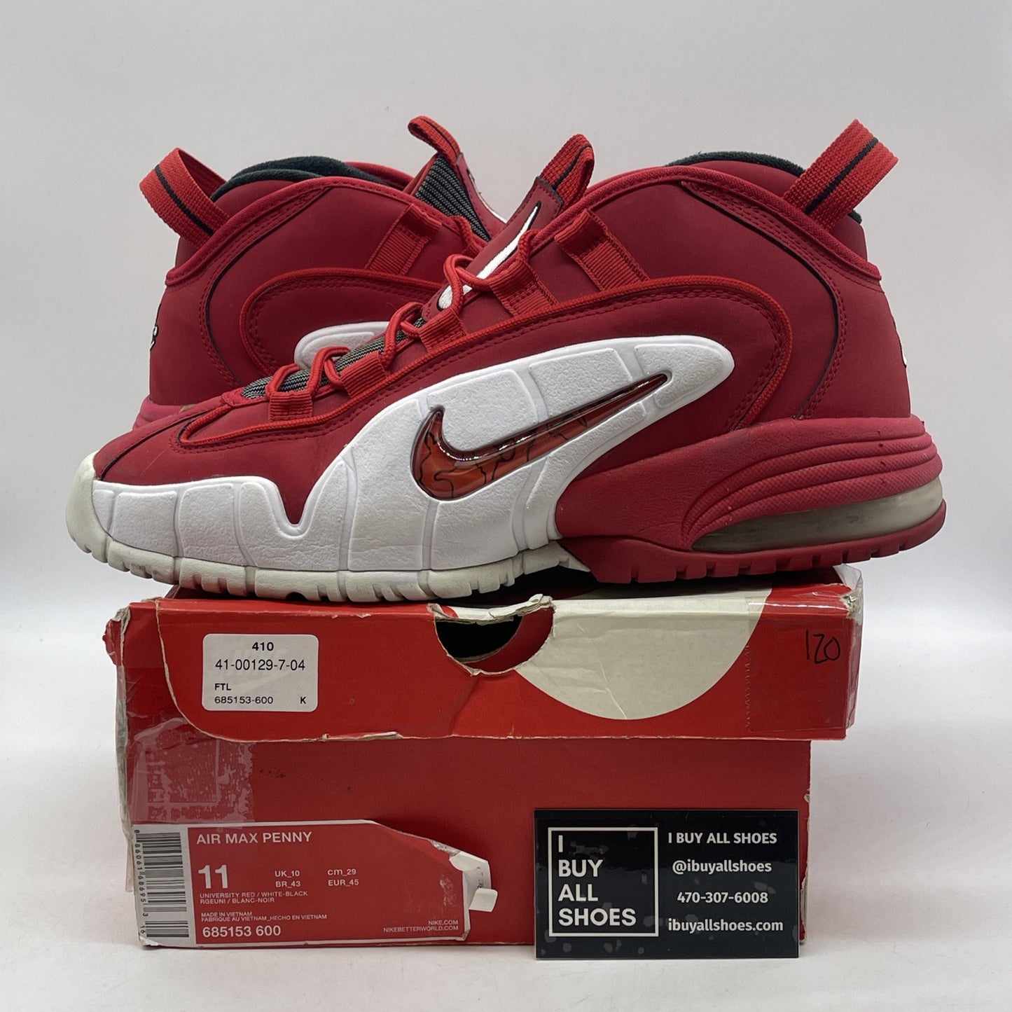 Size 11 - Nike Air Max Penny 1 University Red Black Suede (685153-600)