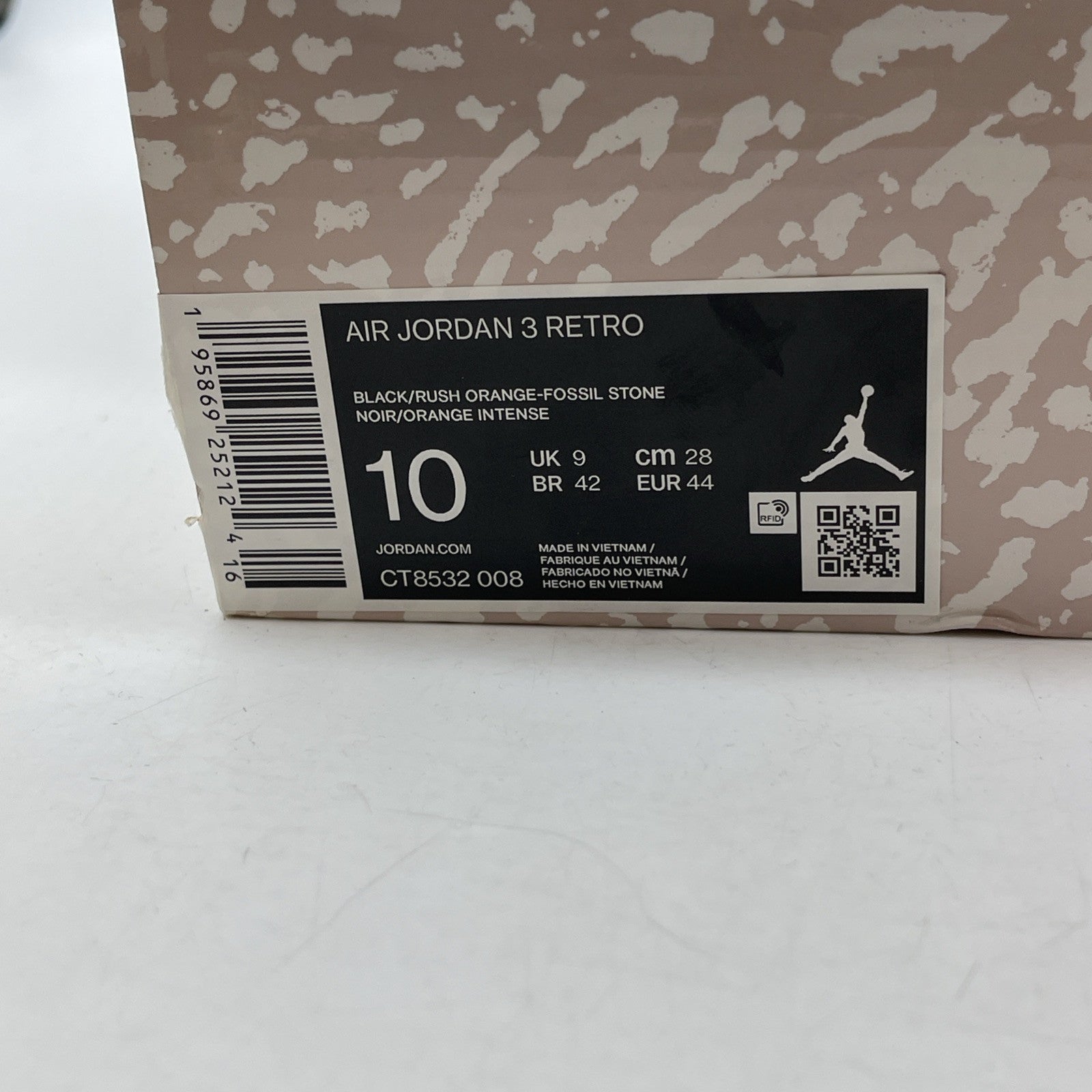 Size 10 - Jordan 3 Retro Mid Desert Elephant Black Suede Leather (CT8532-008)
