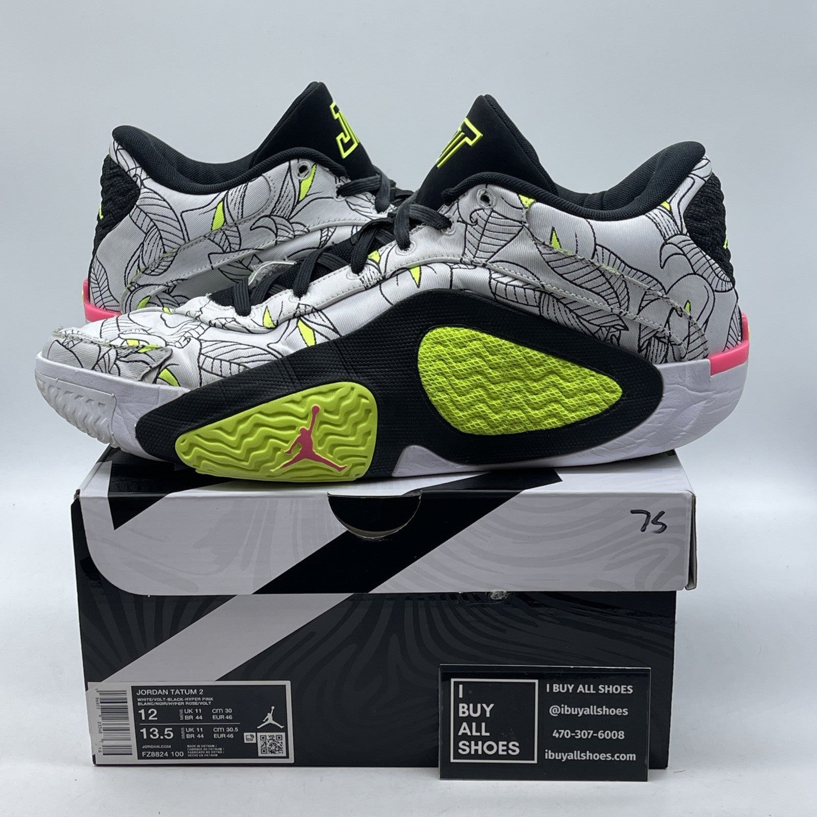 Size 12 - Jordan Tatum 2 Momma's Boy White Black Pink Suede (FZ8824-100)