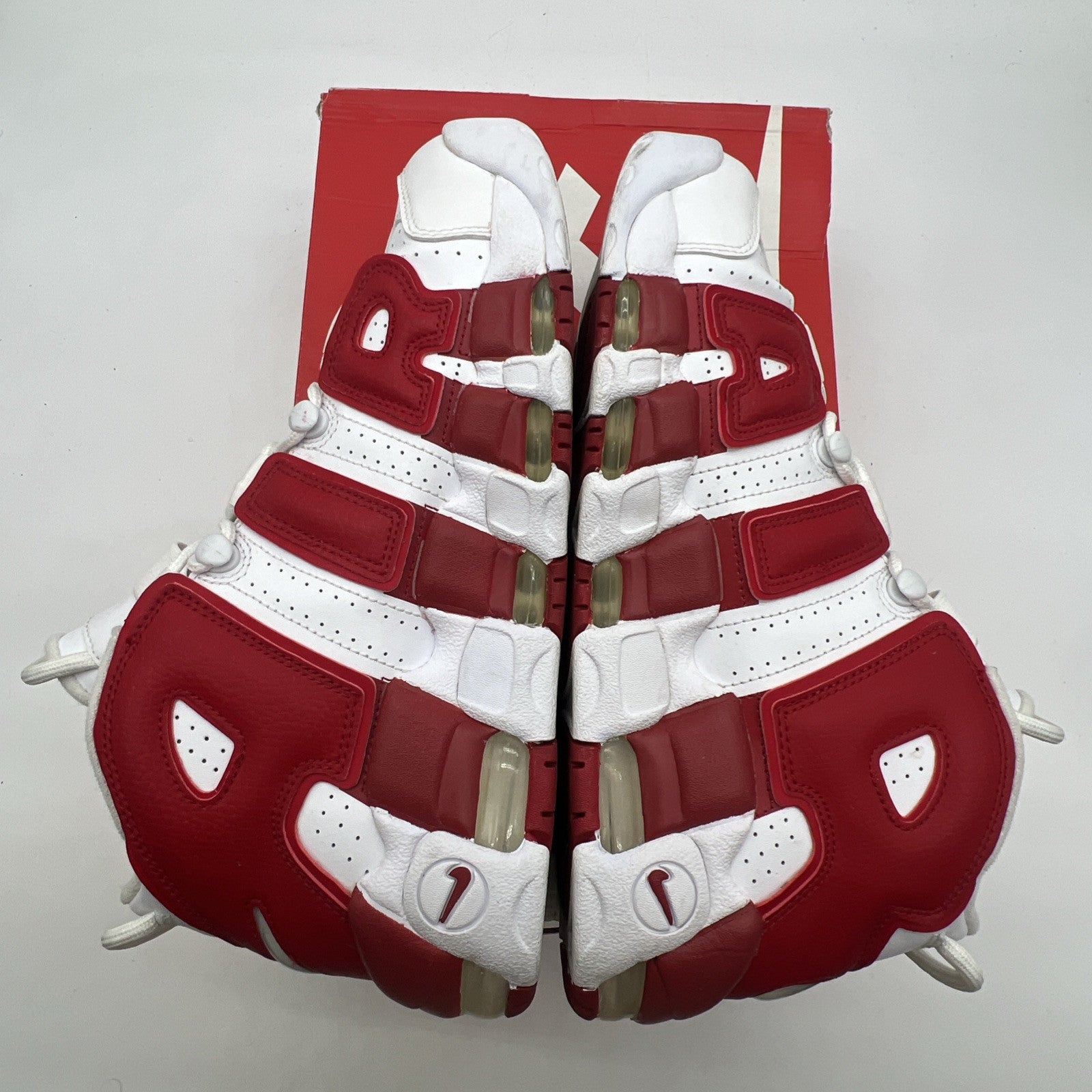 Size 9.5 - Nike Air More Uptempo White Red (414962-100)