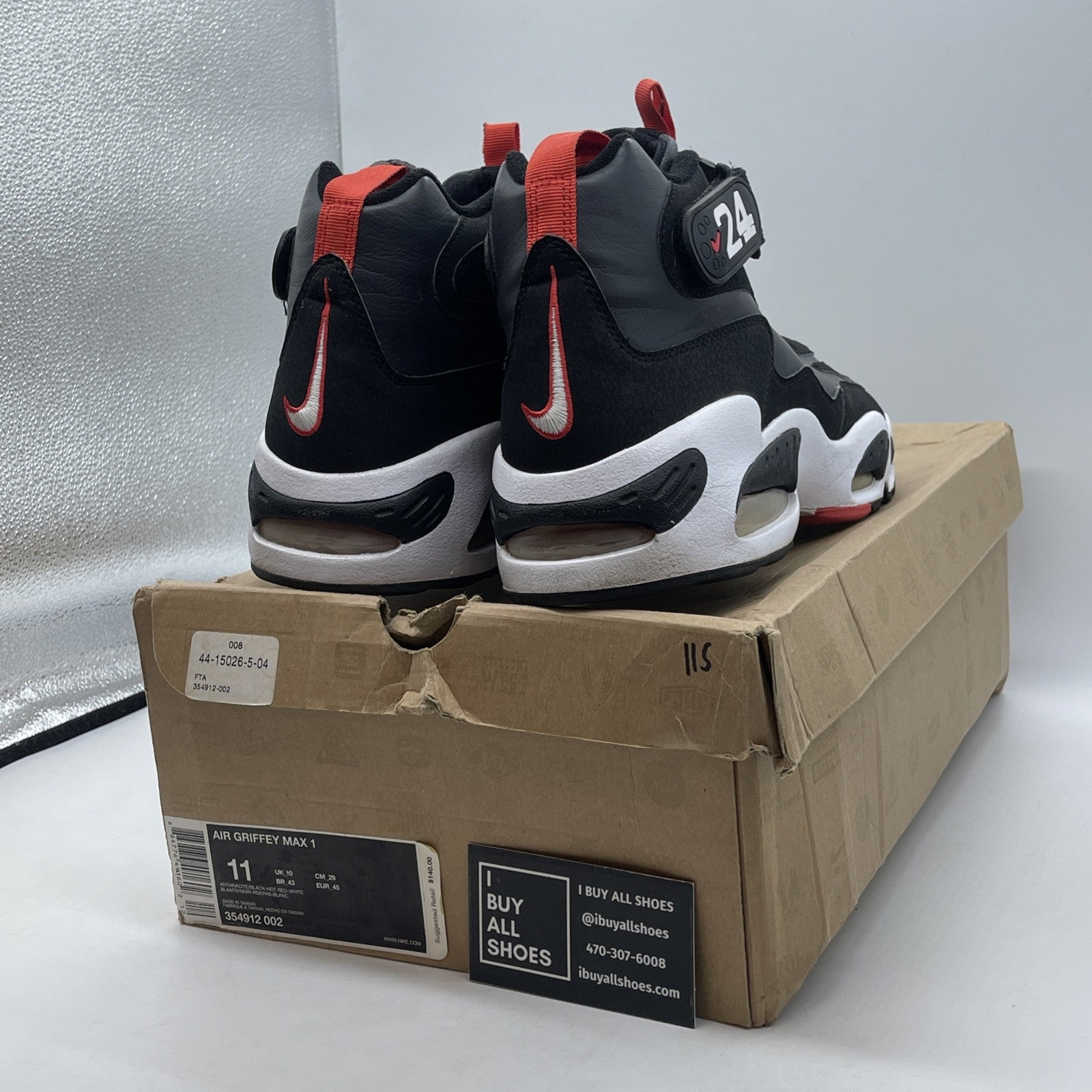 Size 11 - Nike Air Griffey Max 1 Anthracite Black Suede Leather (354912-002)