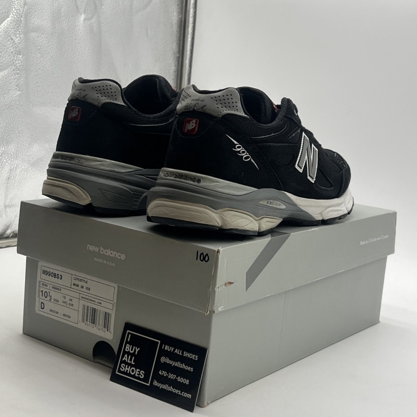 Size 10.5 - New Balance 990v3 Black And Silver (M990BS3)