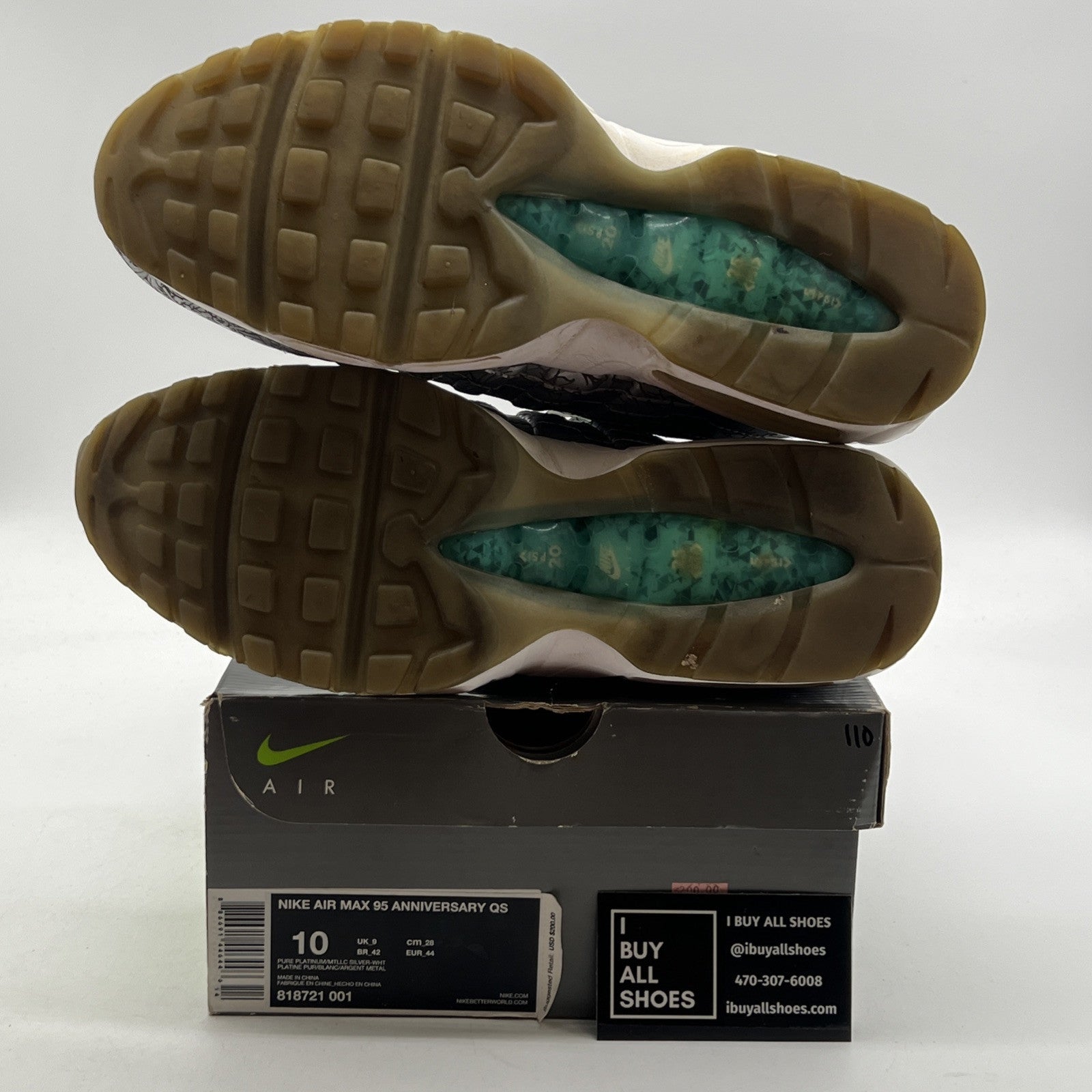 Size 10 - Nike Air Max 95 20th Anniversary Pure Platinum (818721-001)