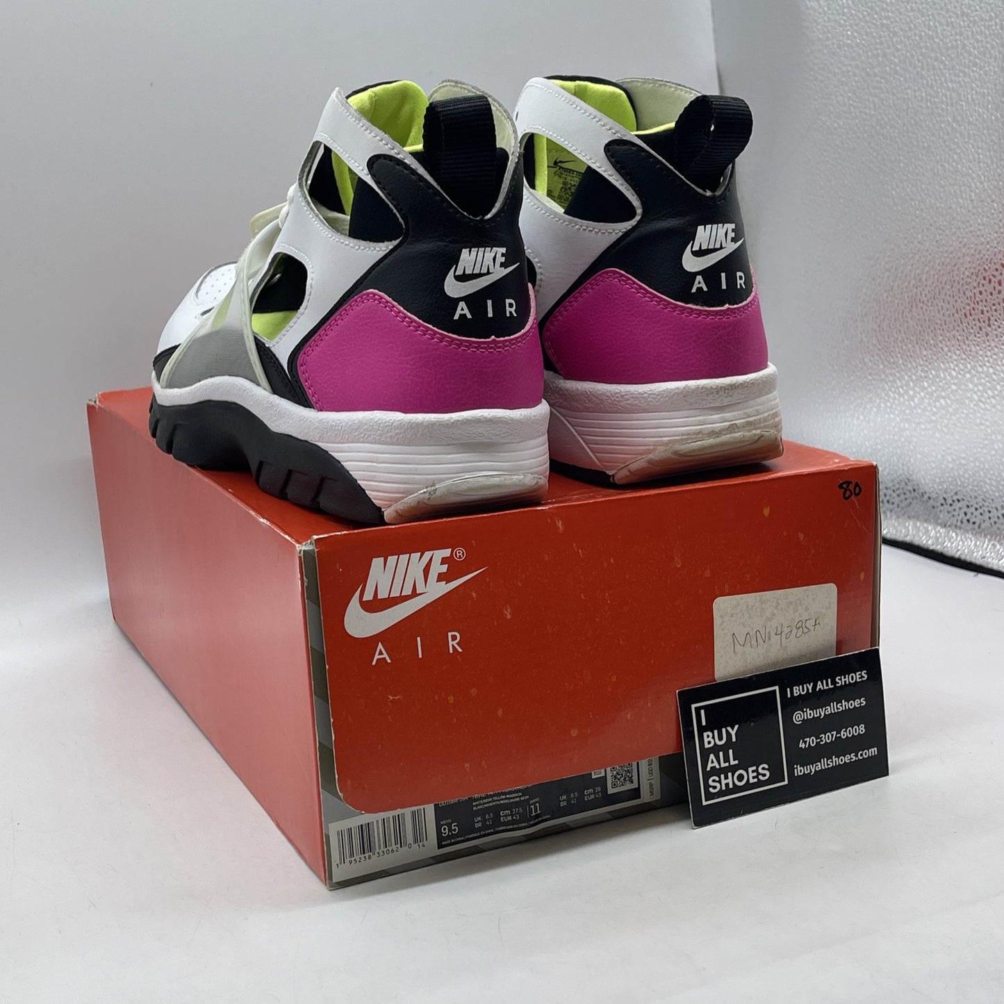 Size 9.5 - Nike Air Huarache Magenta Black White  Leather Suede (DD1068-104)