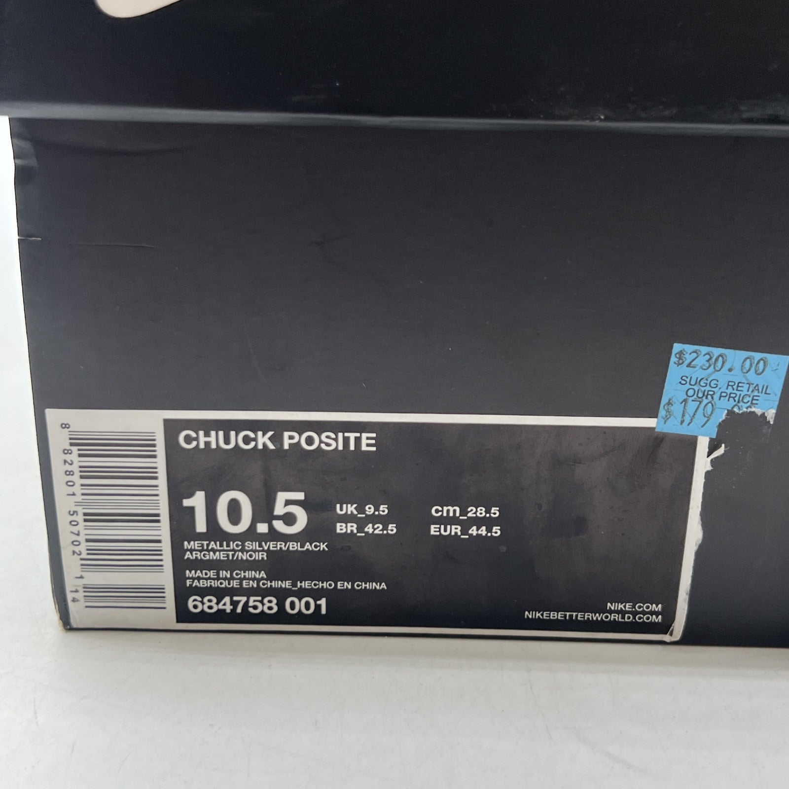 Size 10.5 - Nike Chuck Posite Metallic Silver (684758-001)