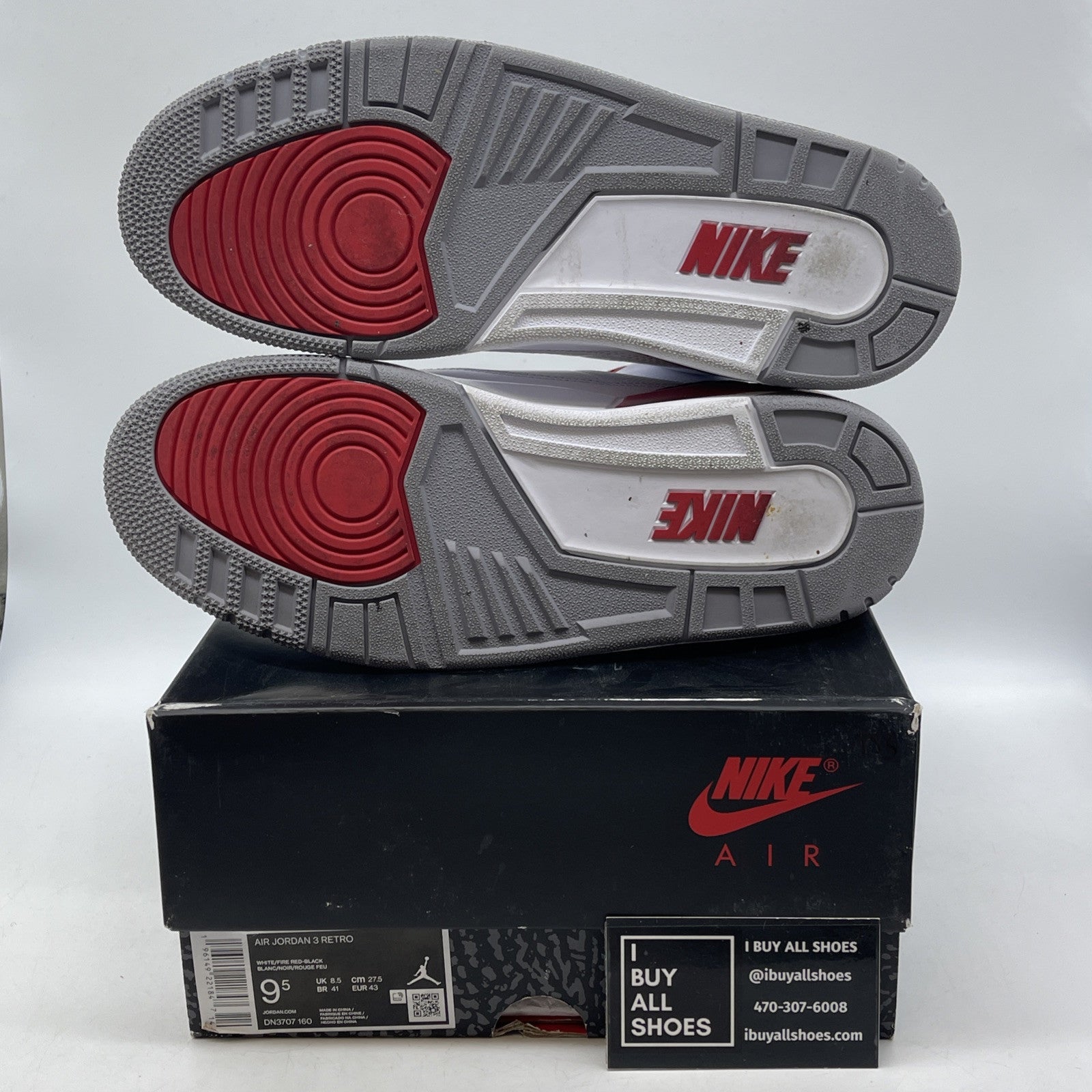 Size 9.5 - Jordan 3 Retro Mid Fire Red White Grey Suede Leather (DN3707-160)