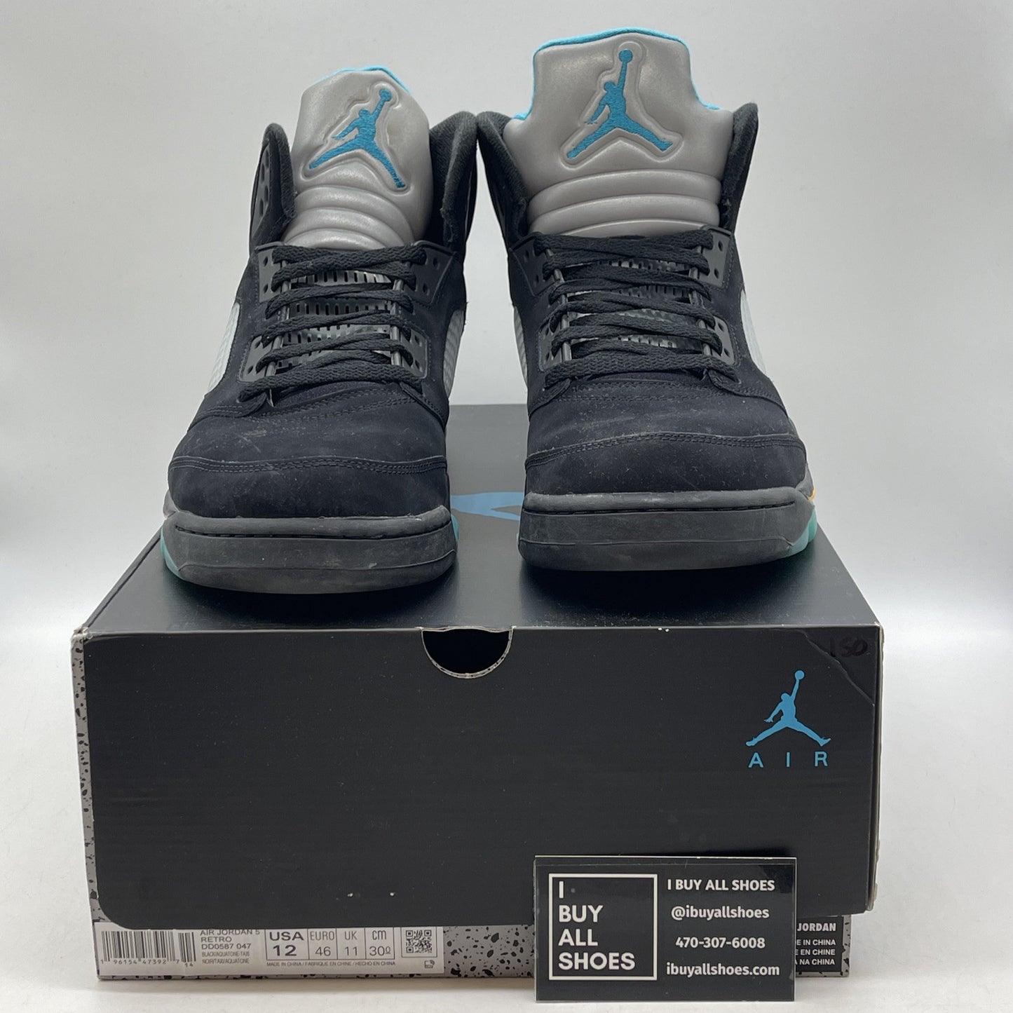 Size 12 - Jordan 5 Retro Mid Aqua Blue Yellow Black Suede (DD0587-047)