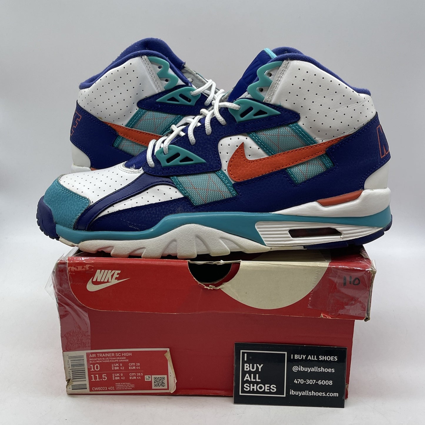 Size 10 - Nike Air Trainer SC High Miami Dolphins Suede Leather (CW6023-401)