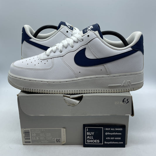 Size 10 - Nike Air Force 1 '07 Midnight Navy White Suede Leather (CJ1607-100)