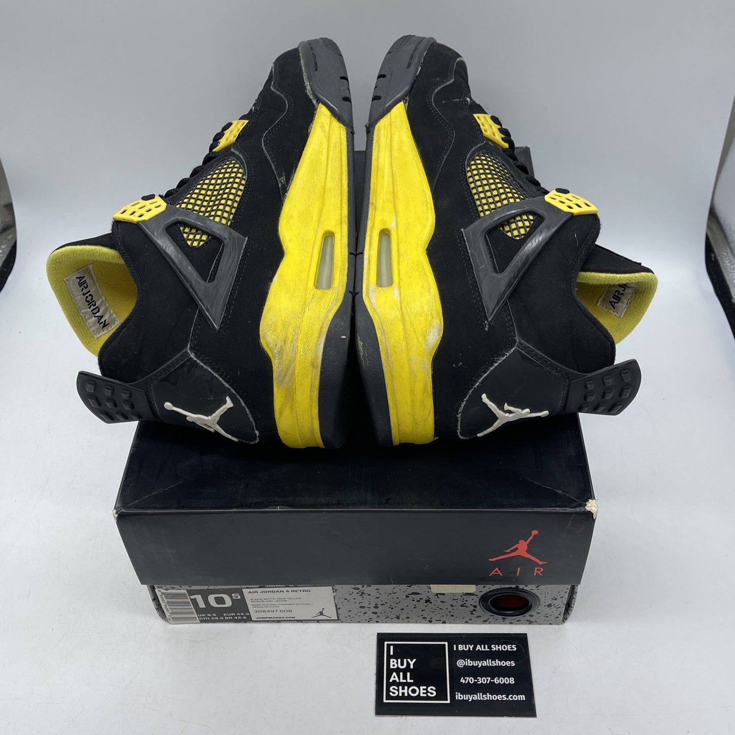 Size 10.5 - Jordan 4 Retro Low Thunder Yellow White Black Suede (308497-008)