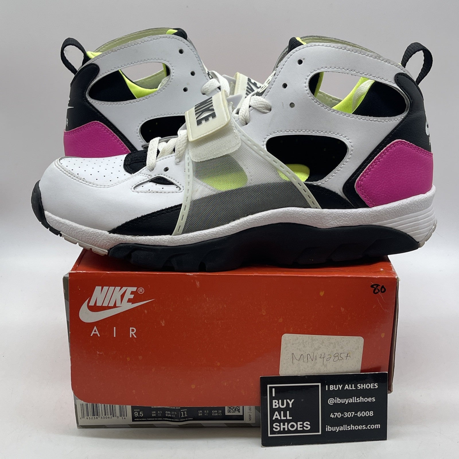 Size 9.5 - Nike Air Huarache Magenta Black White  Leather Suede (DD1068-104)