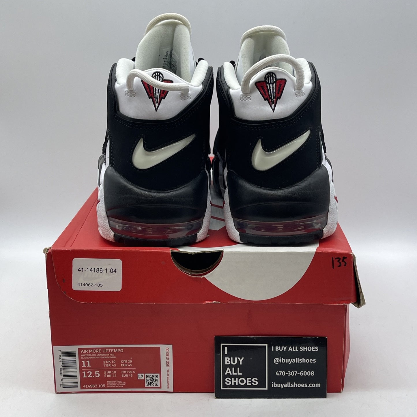 Size 11 - Nike Air More Uptempo Scottie Pippen black White Suede (414962-105)