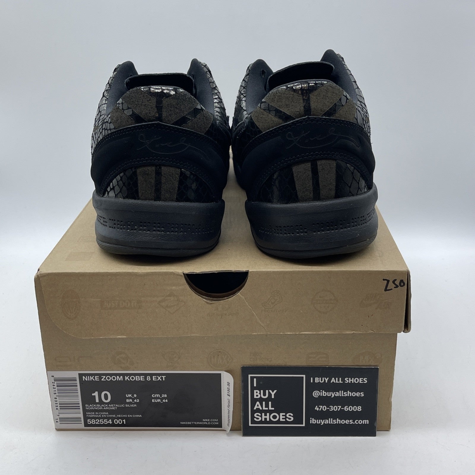 Size 10 - Nike Zoom Kobe 8 EXT Year of the Snake Black Suede Leather  582554-001