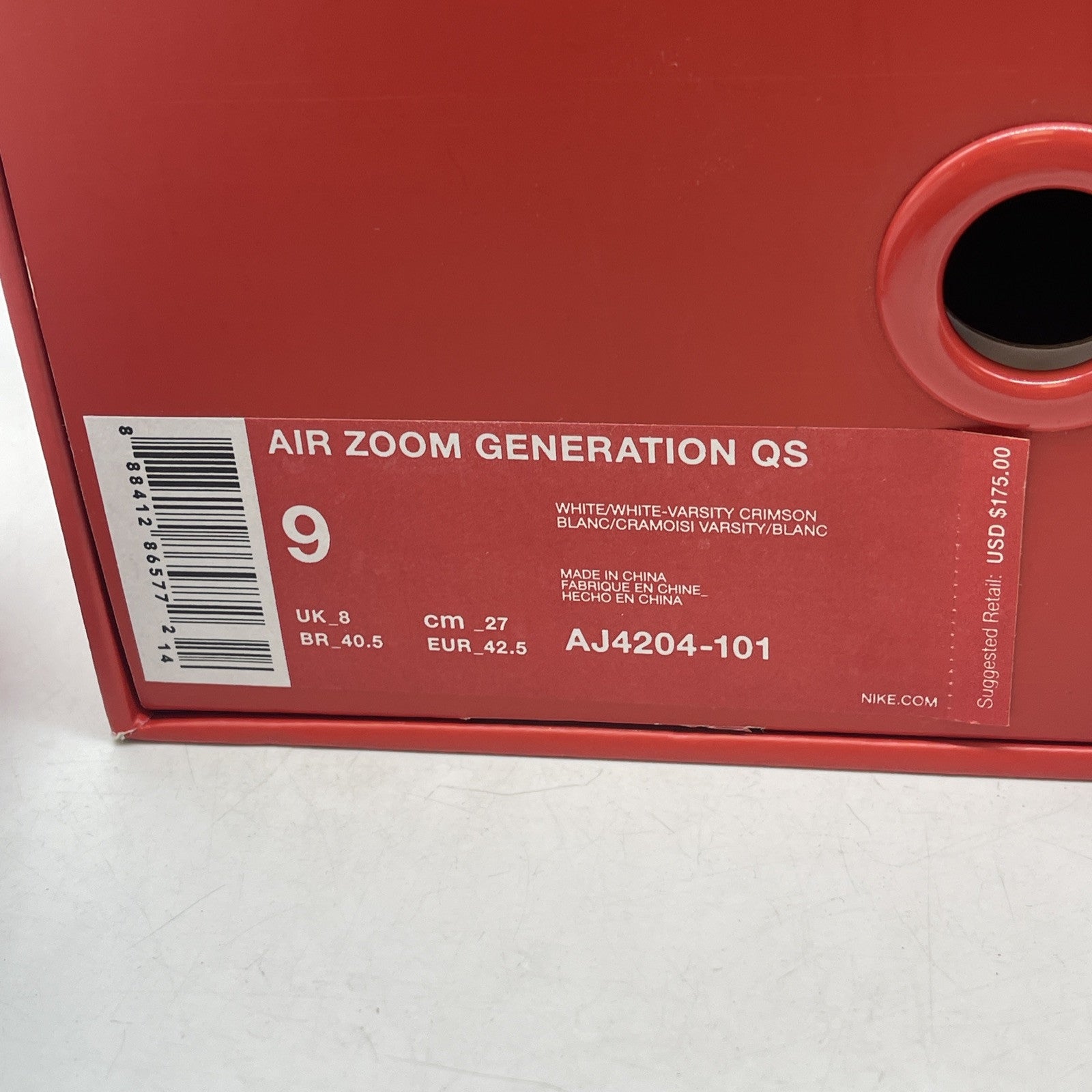 Size 9 - Nike Air Zoom Generation Retro QS Suede 2017 Debut (AJ4204-101)