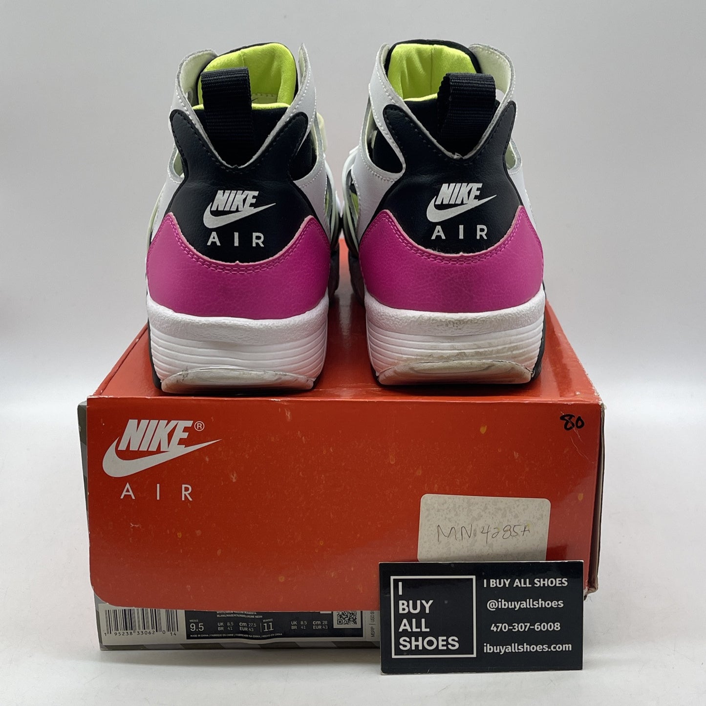 Size 9.5 - Nike Air Huarache Magenta Black White  Leather Suede (DD1068-104)