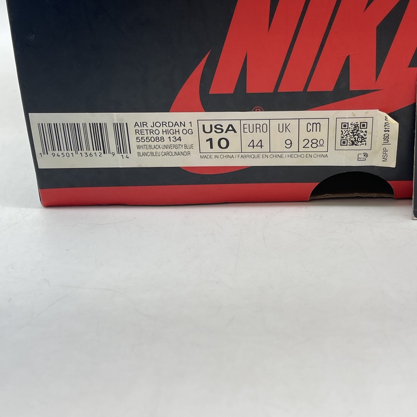 Size 10 - Jordan 1 Retro OG High University Blue White Suede Leather (555088-134