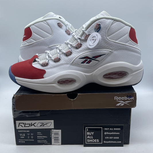 Size 11.5 - Reebok Question OG 2020 Mid Red Toe White Leather (FY1018)