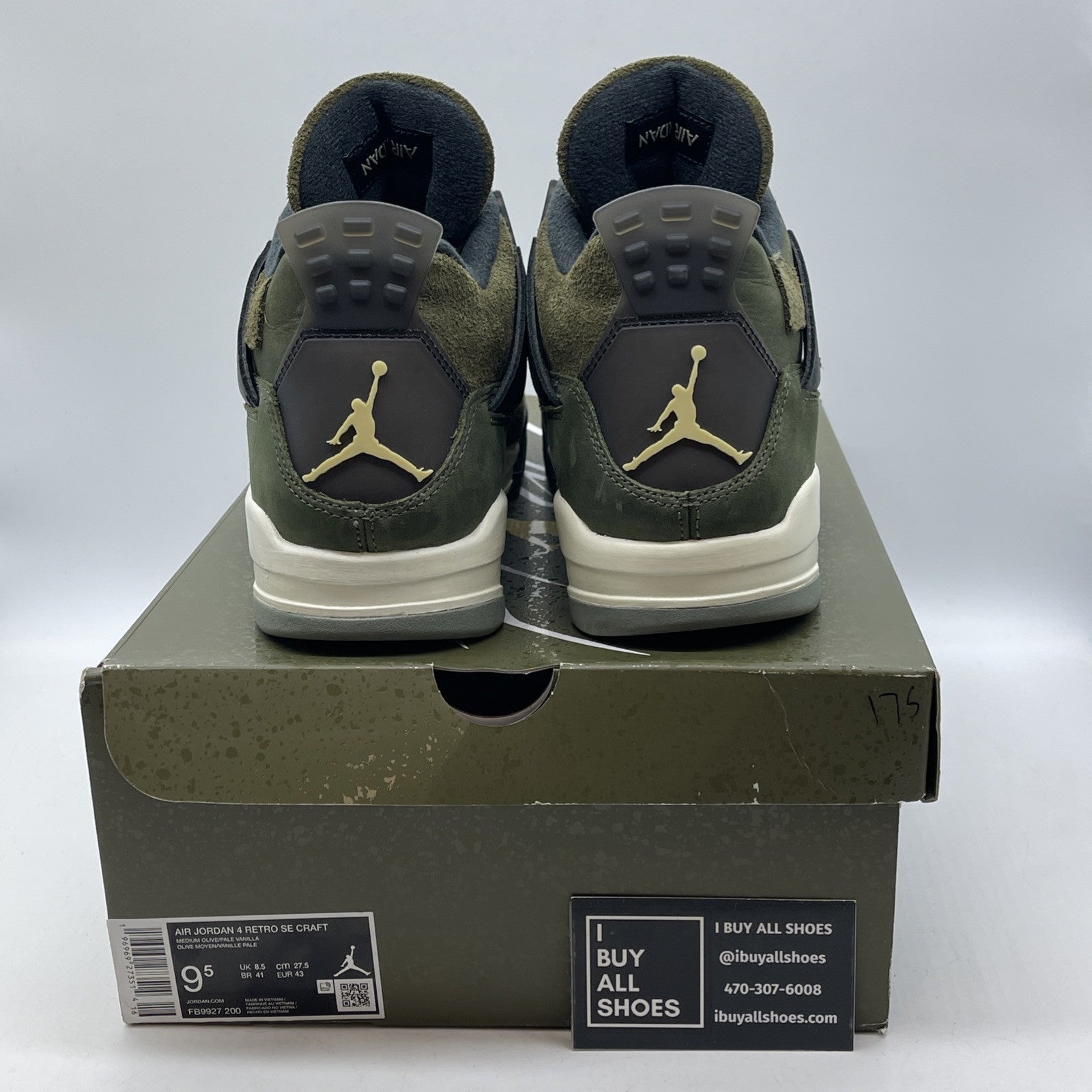 Size 9.5 - Jordan 4 SE Retro Low Craft - Olive Black Suede Leather (FB9927-200)
