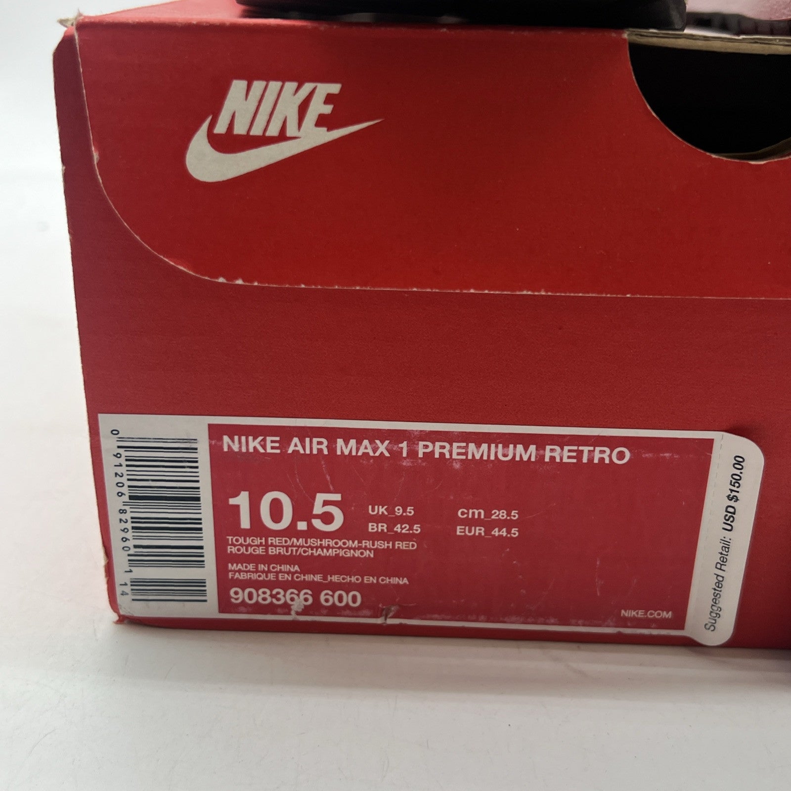 Size 10.5 - Nike Air Max 1 Premium Retro Red Curry (908366-600)
