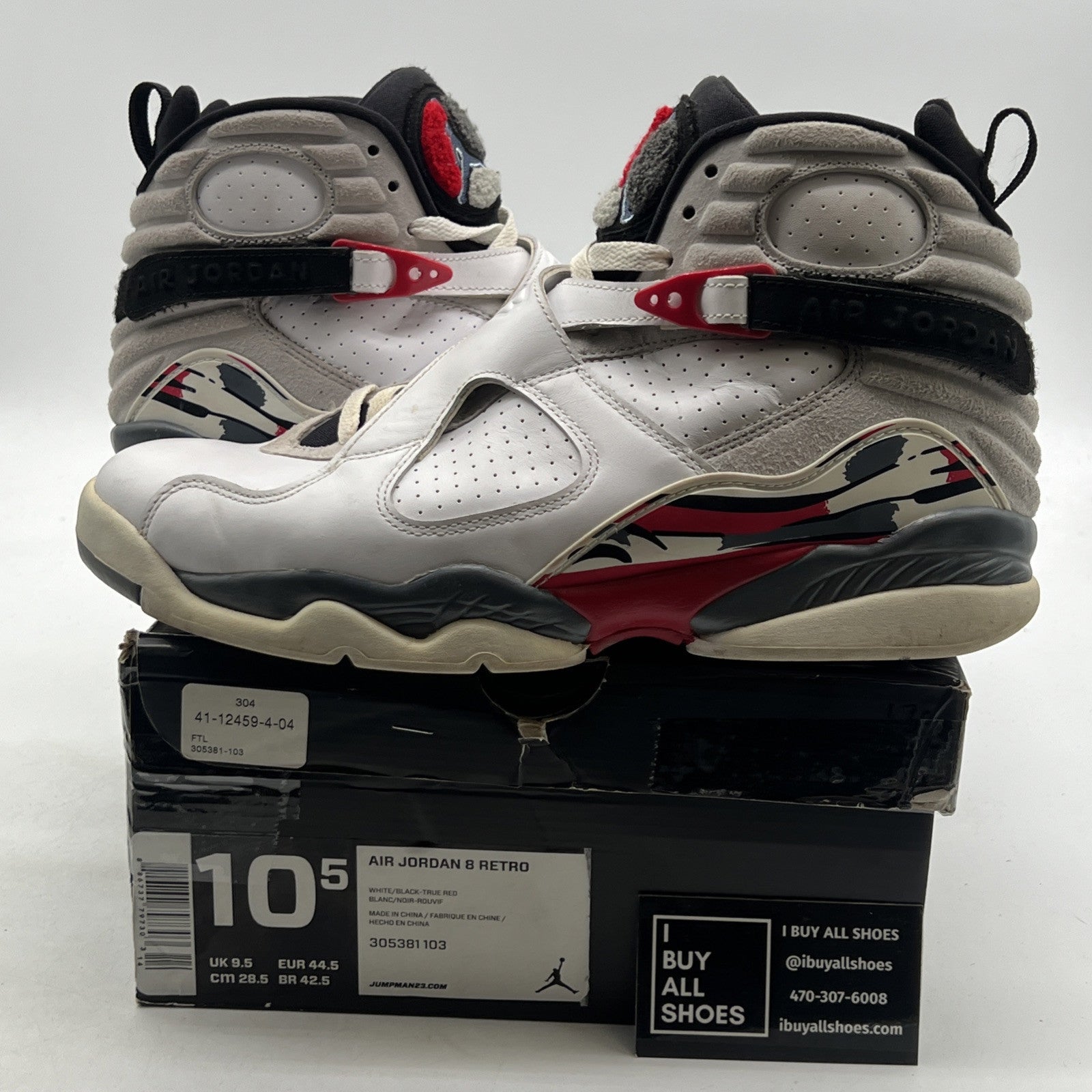 Size 10.5 - Air Jordan 8 Retro White 2013 (305381-103)