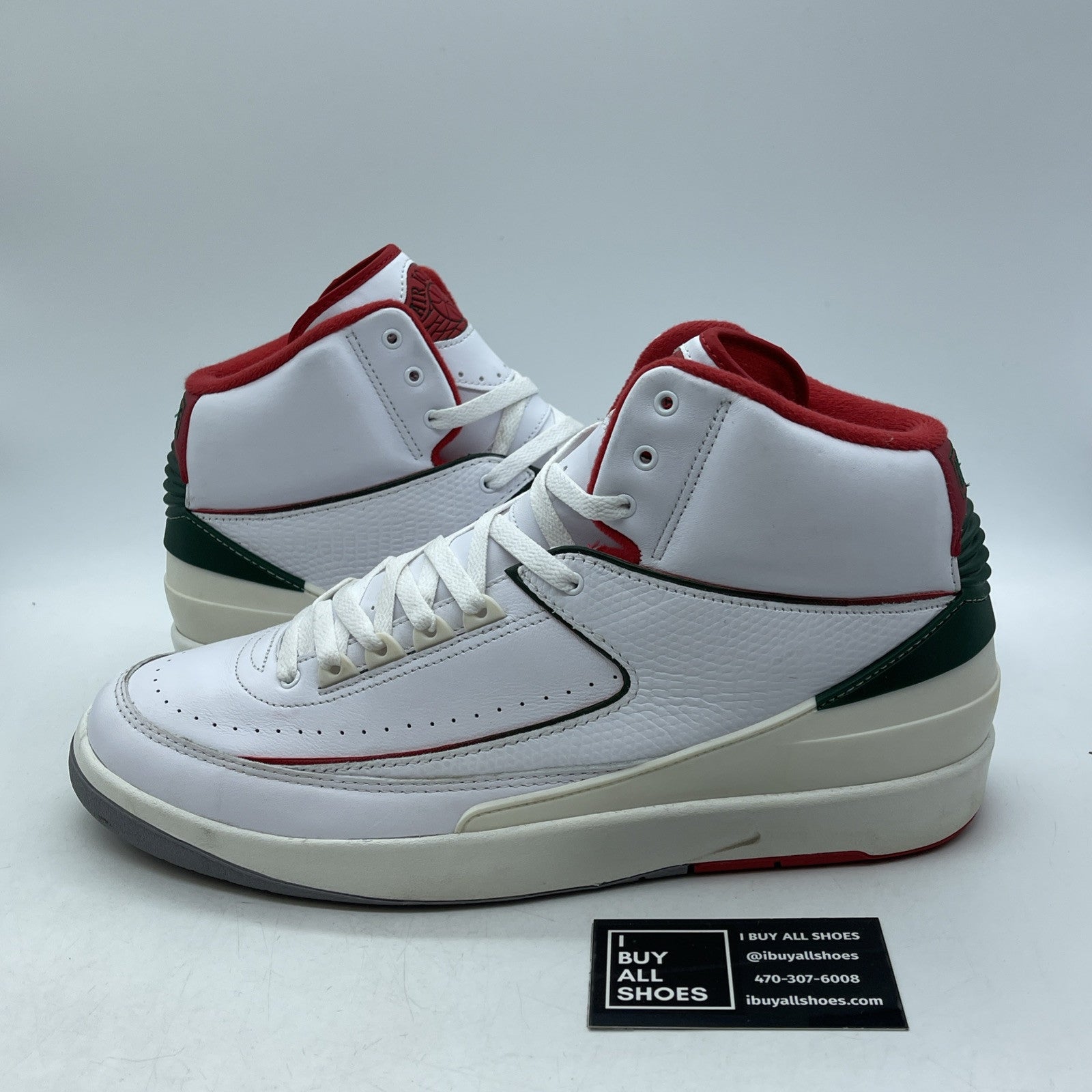 Size 13 - Air Jordan 2 Retro Origins White Red Green Suede Leather (DR8884-101)