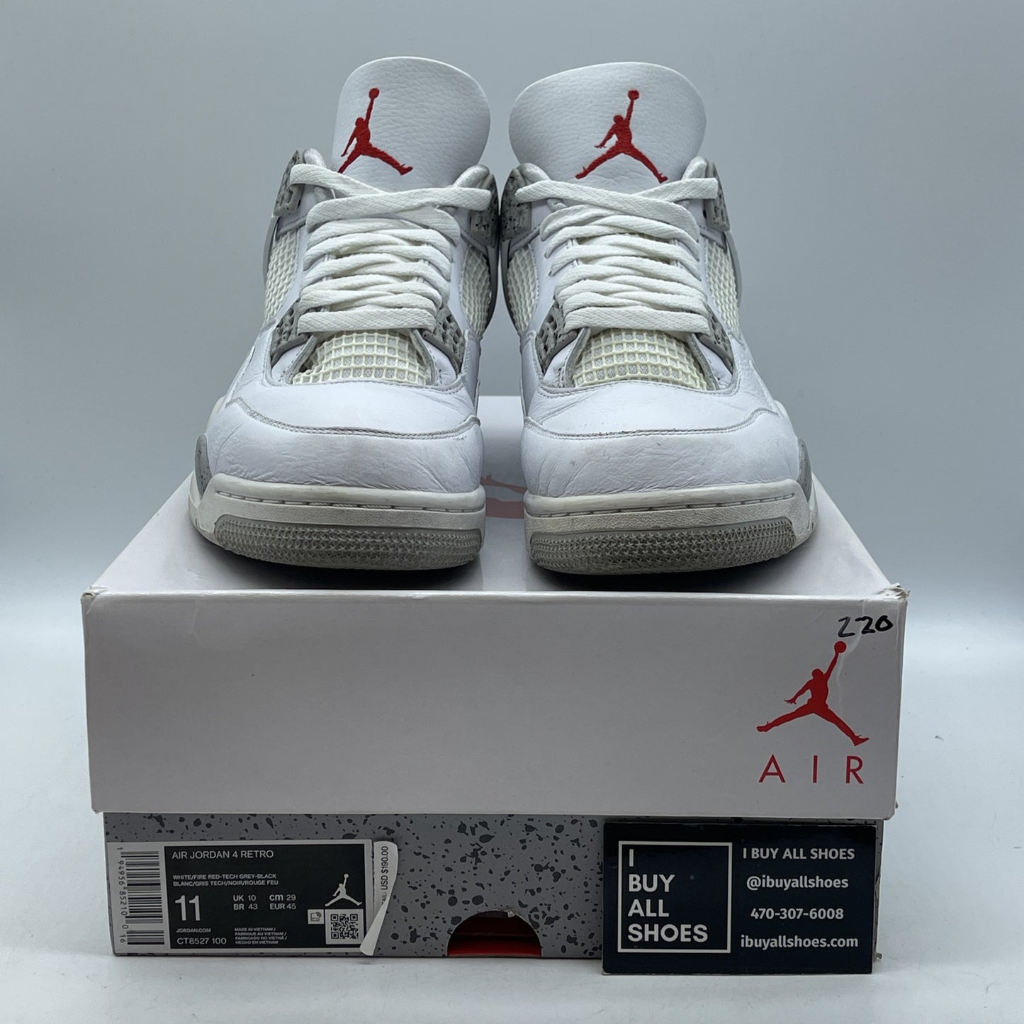 Size 11 - Jordan 4 Retro Mid White Oreo Grey Red Leather (CT8527-100)