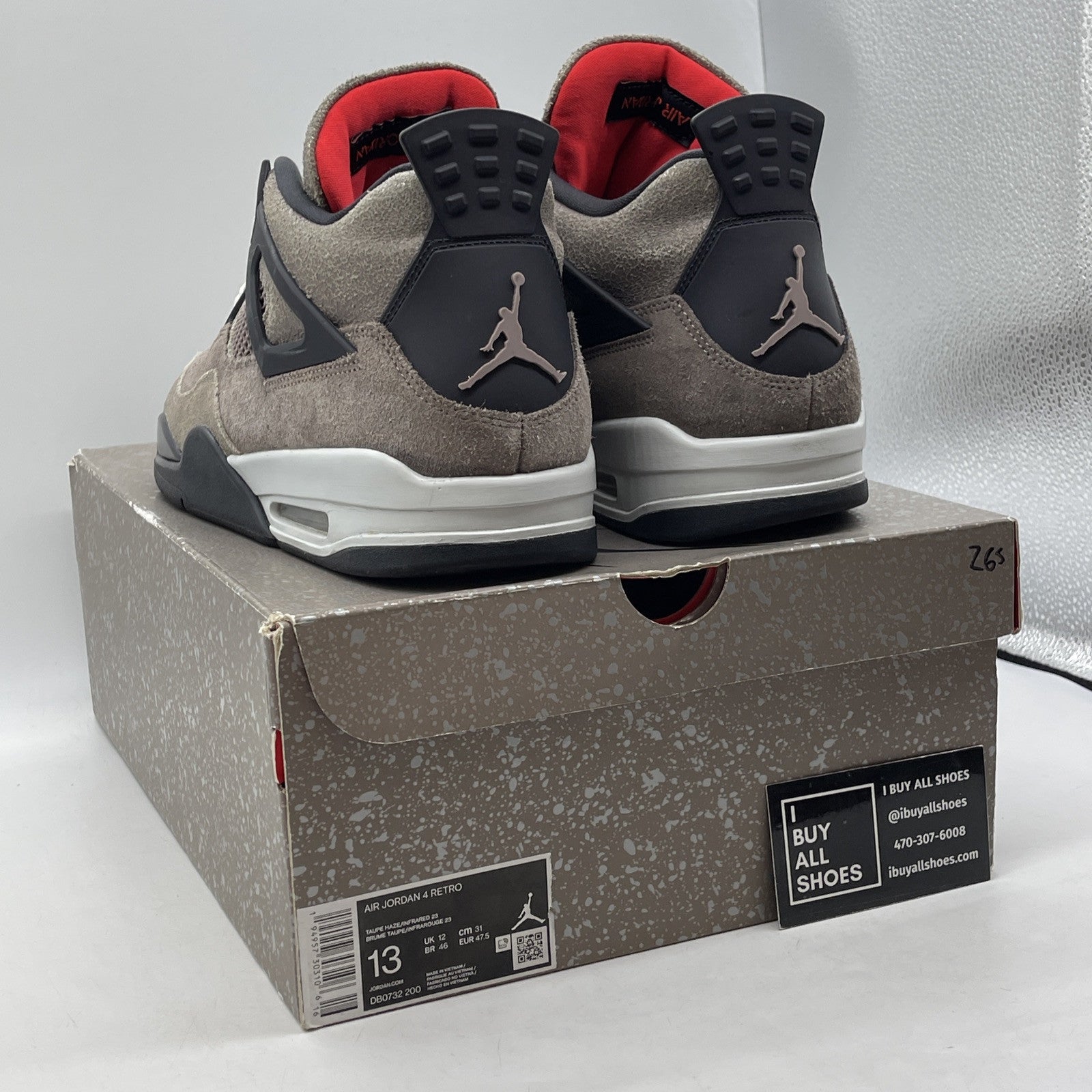 Size 13 - Jordan 4 Retro Mid Taupe Haze Brown Black Suede (DB0732-200)