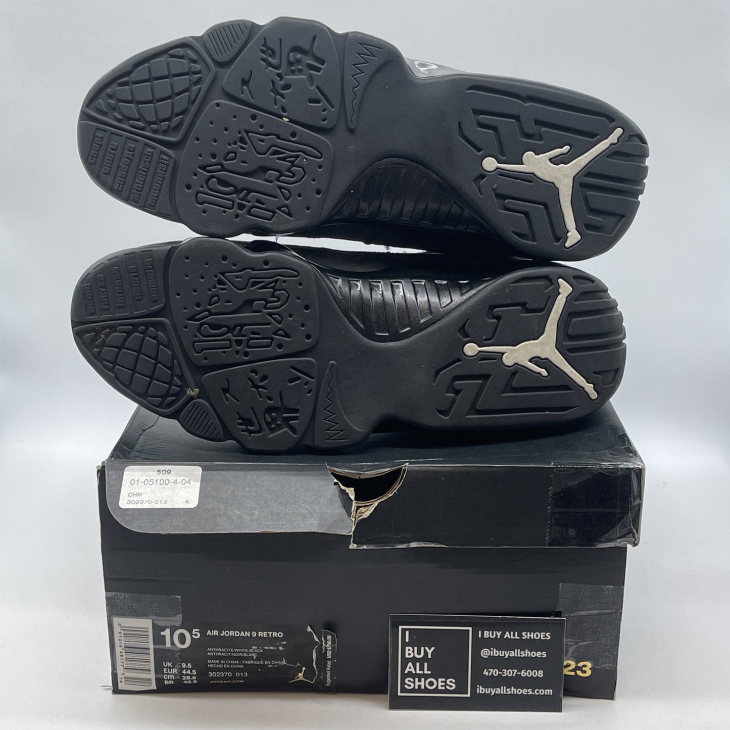 Size 10.5 - Air Jordan 9 Retro Anthracite Grey White Black Suede (302370-013)